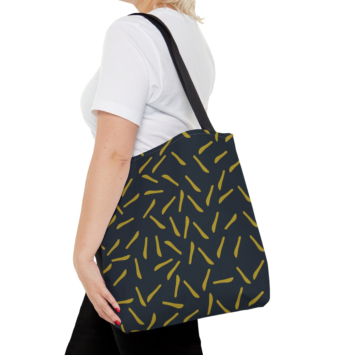 Navy with Green Lines Tote Bag - Squirrellyartmama