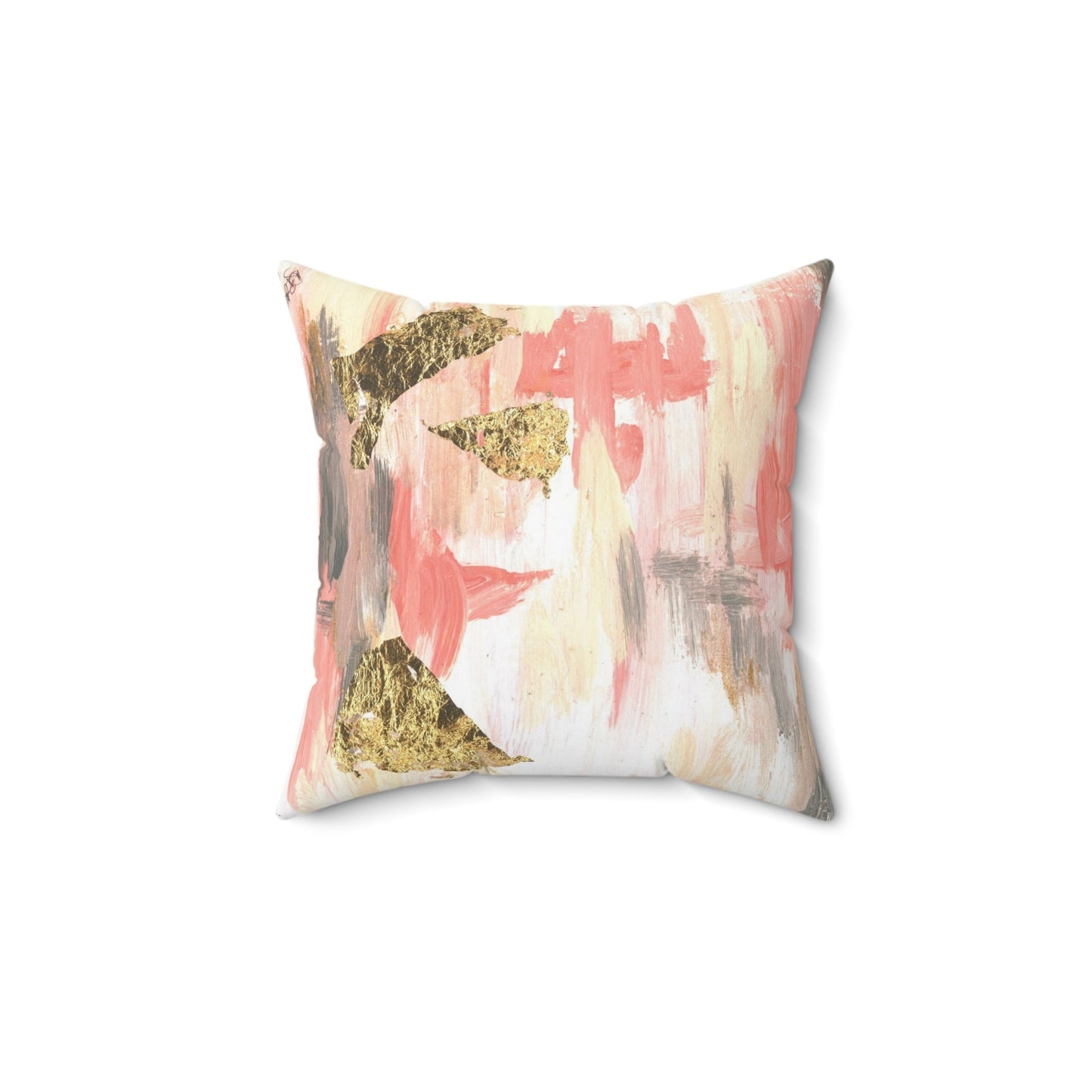 Pillow - Abstract Peach Faux Suede Square Pillow - Squirrellyartmama