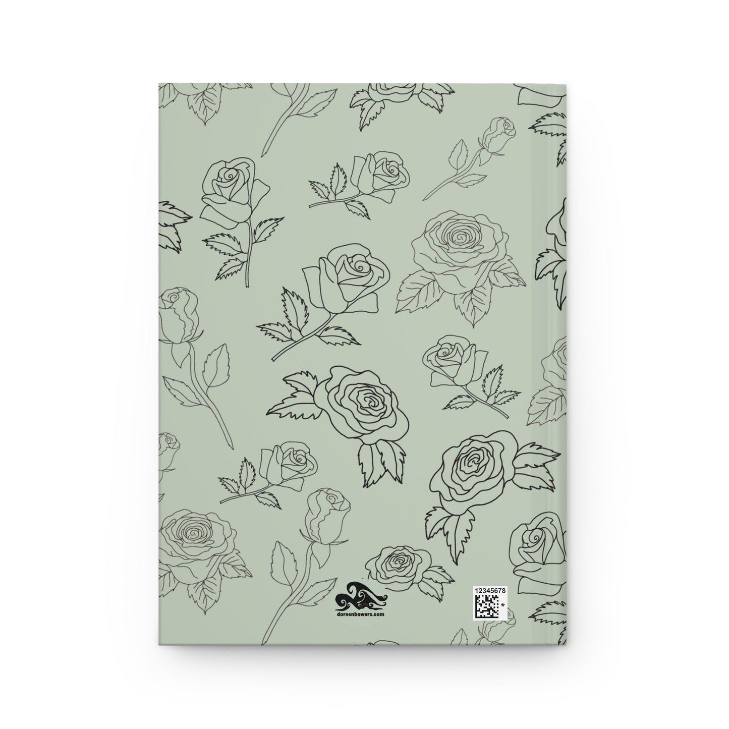Rose Outline on a Sage Green Background Hardcover Journal Matte - Squirrellyartmama