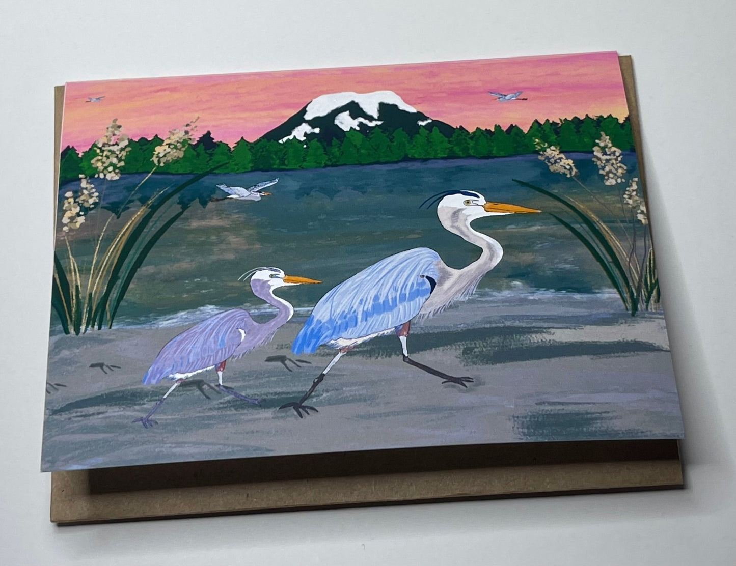 Sunrise by the Lake Greeting Card - Blank Notecard - Squirrellyartmama