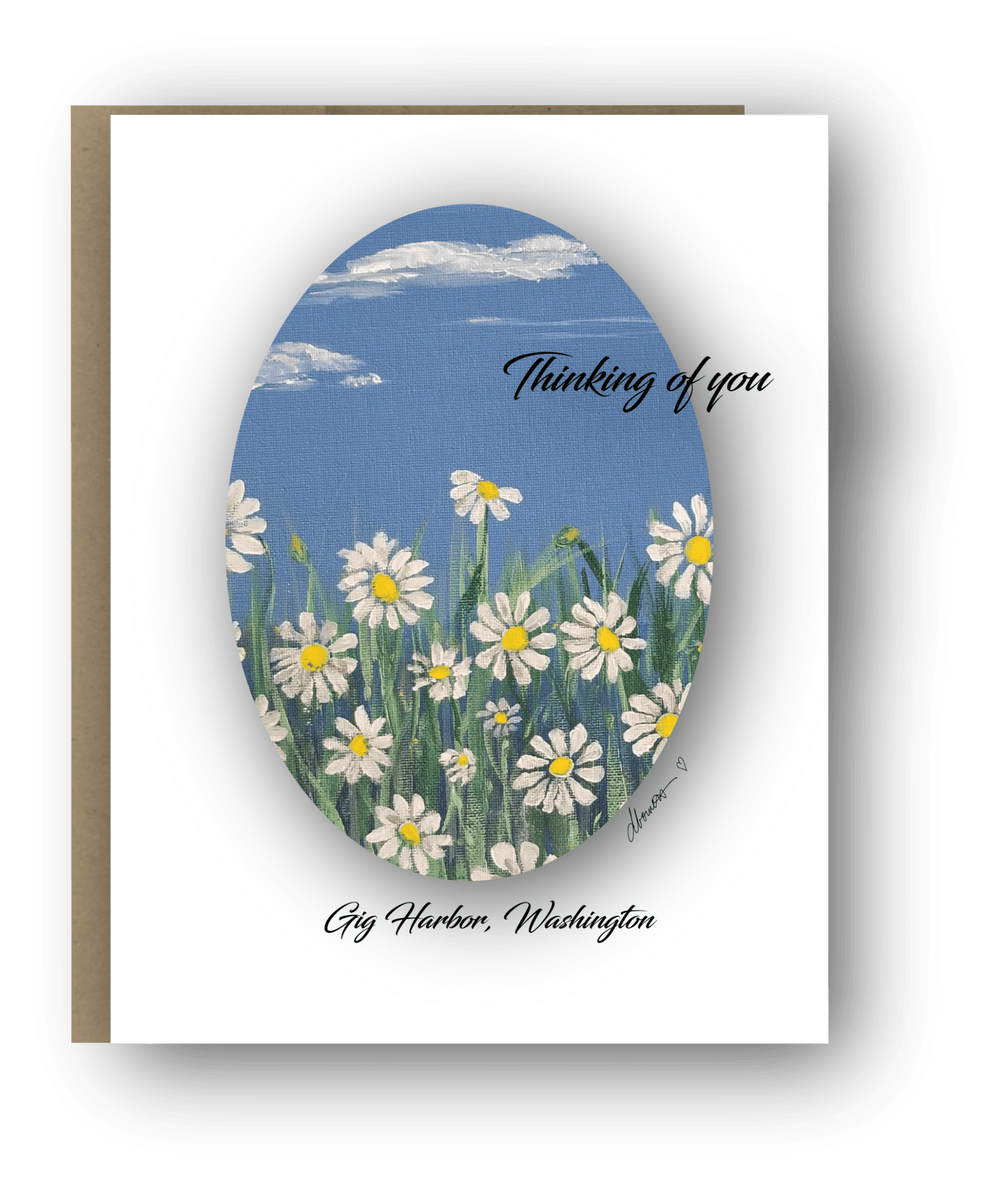 Thinking of you in a Field of Daisies Greeting Card - Field of Daisies Blank Note Card - Thinking of you greeting card - Squirrellyartmama