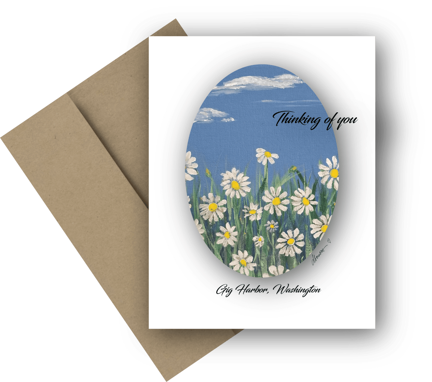 Thinking of you in a Field of Daisies Greeting Card - Field of Daisies Blank Note Card - Thinking of you greeting card - Squirrellyartmama