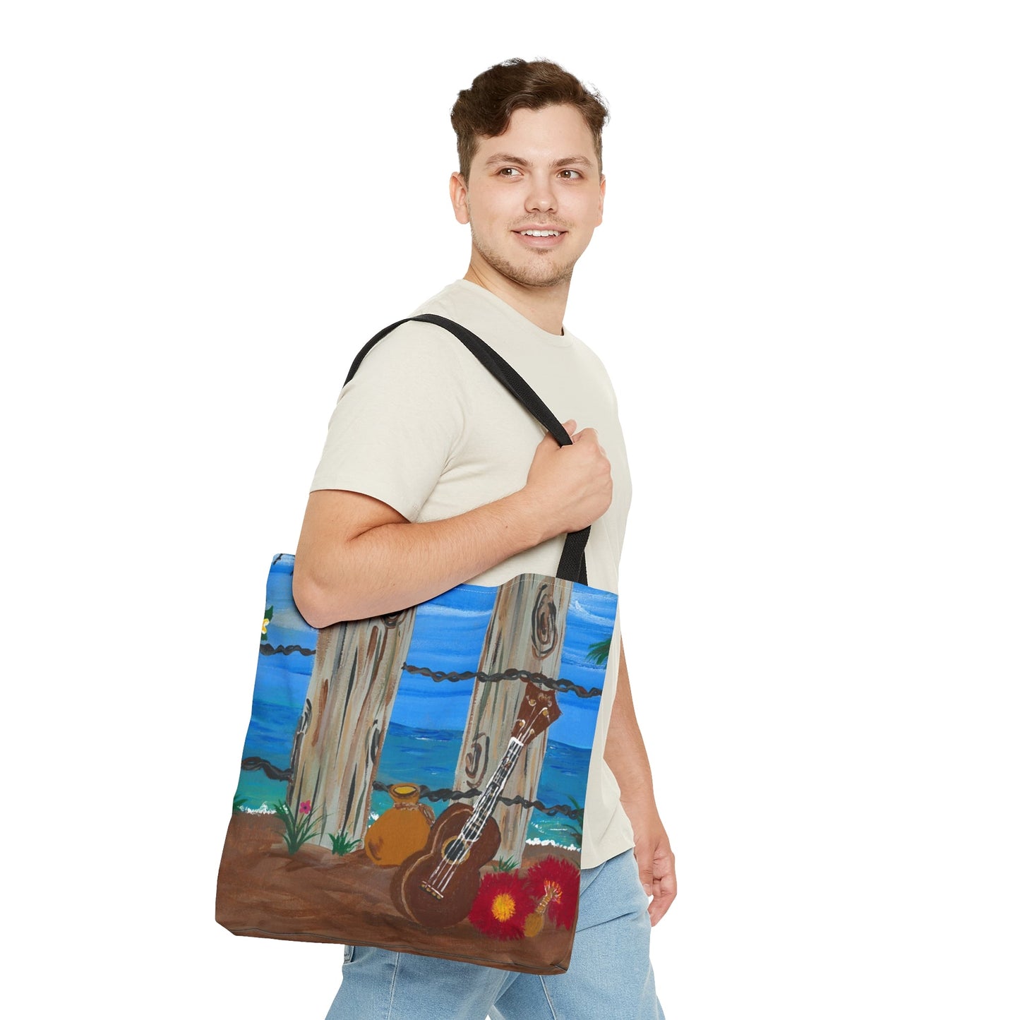 Ukulele Beach Tote Bag - Squirrellyartmama