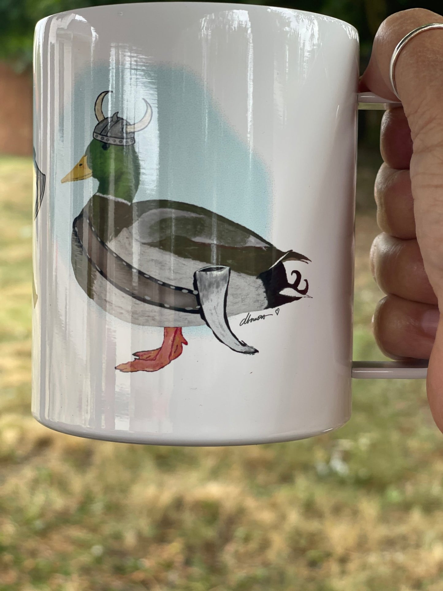 Viking Mallard Duck Camp Mug – 12 oz Aluminum Camping Mug with Splash - Proof Lid - Squirrellyartmama