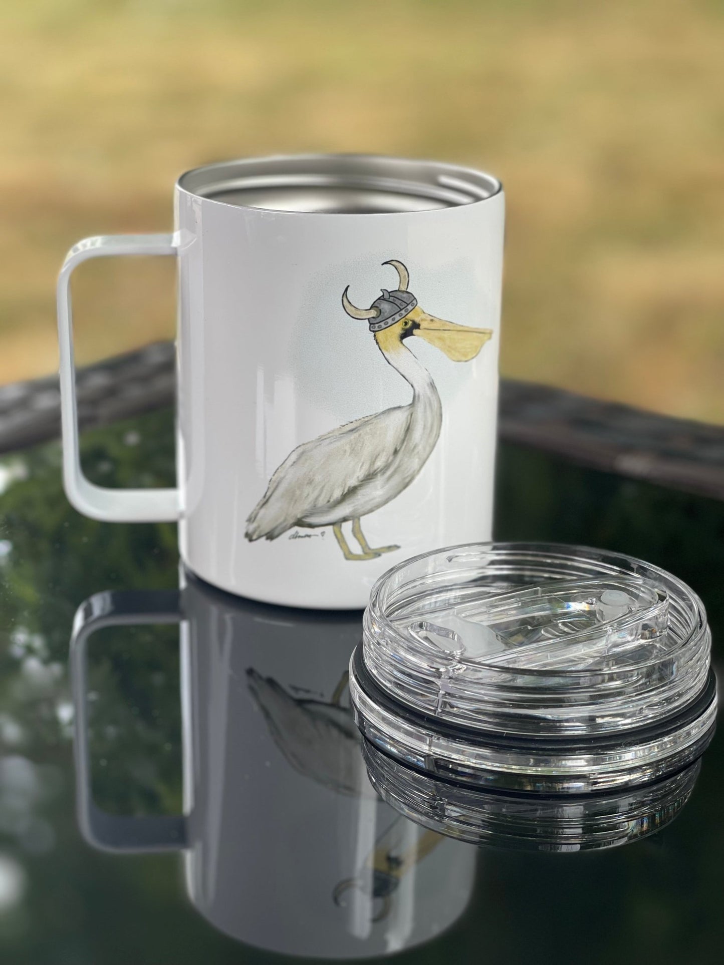 Viking Pelican Camp Mug – 12 oz Aluminum Camping Mug with Splash - Proof Lid (Copy) - Squirrellyartmama