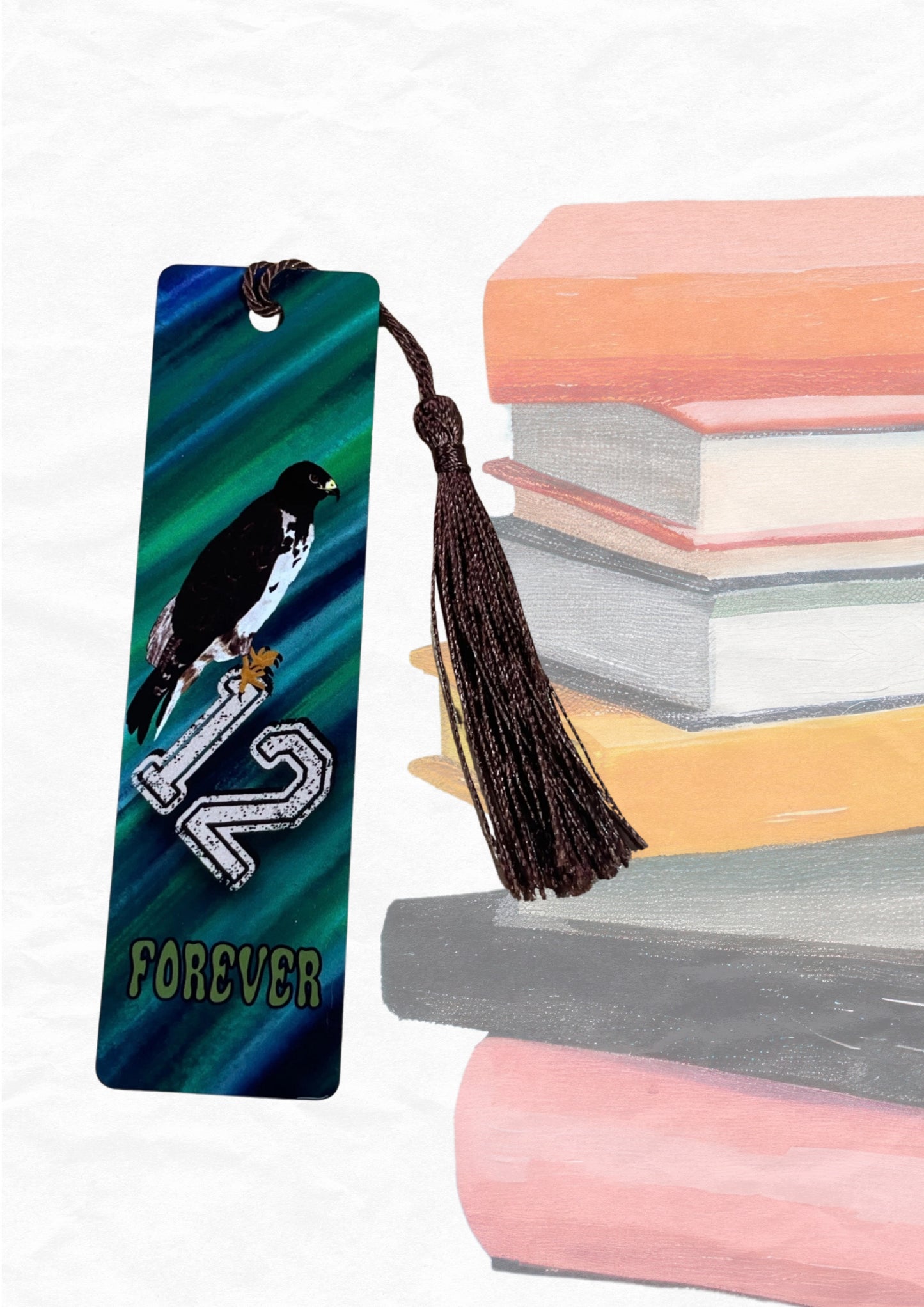 12 Fan “Forever” Hawk Aluminum Bookmark – Green & Blue Edition Seattle Football Team