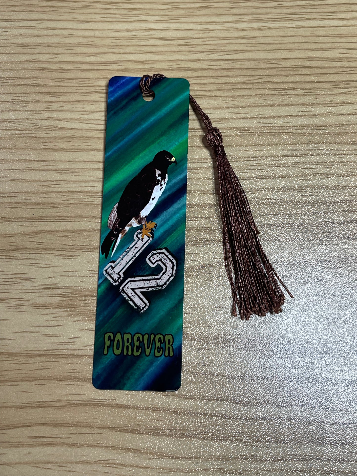 12 Fan “Forever” Hawk Aluminum Bookmark – Green & Blue Edition Seattle Football Team
