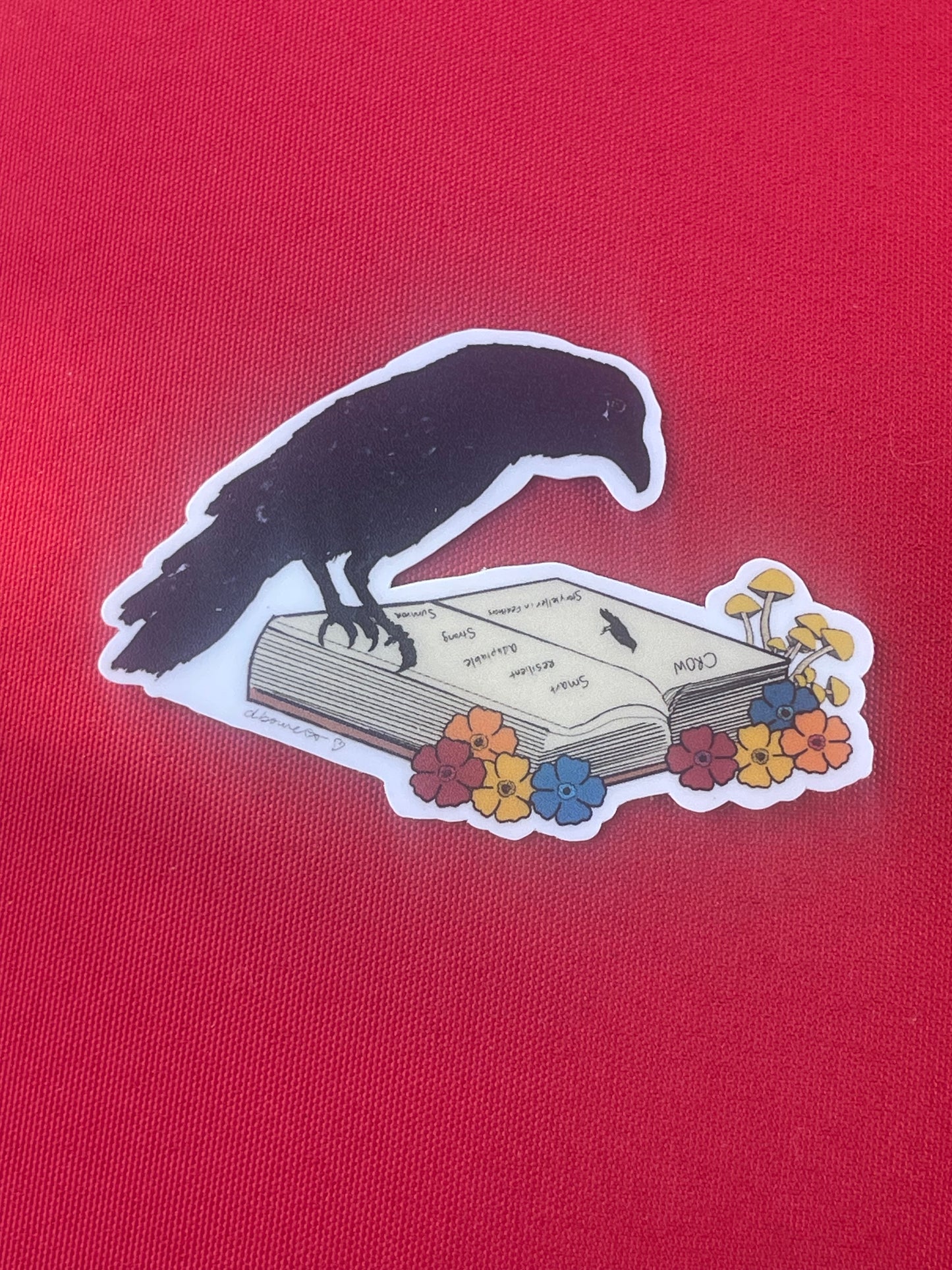 Crow on Open Book Sticker – Whimsical Learning Design