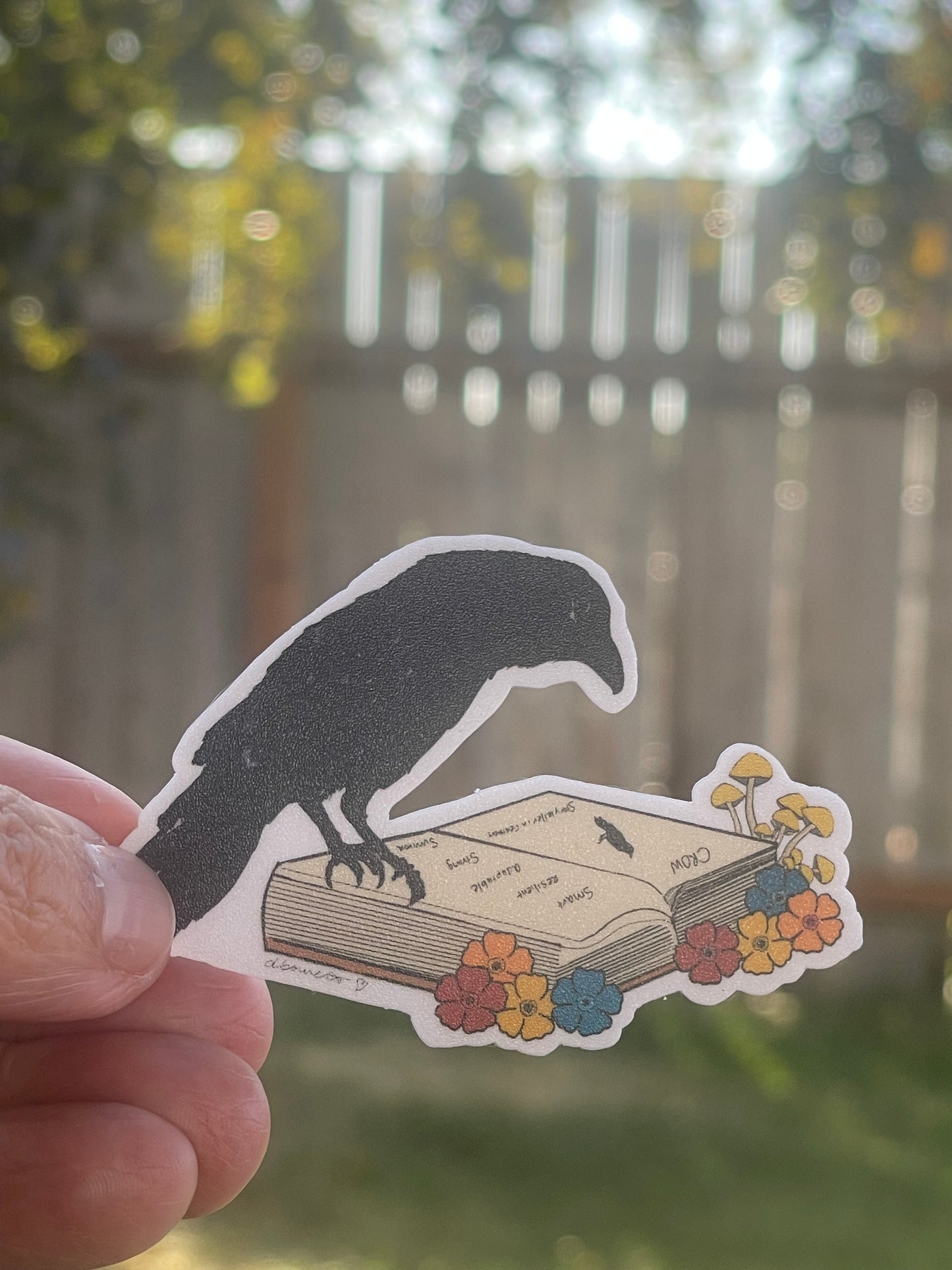 Crow on Open Book Sticker – Whimsical Learning Design