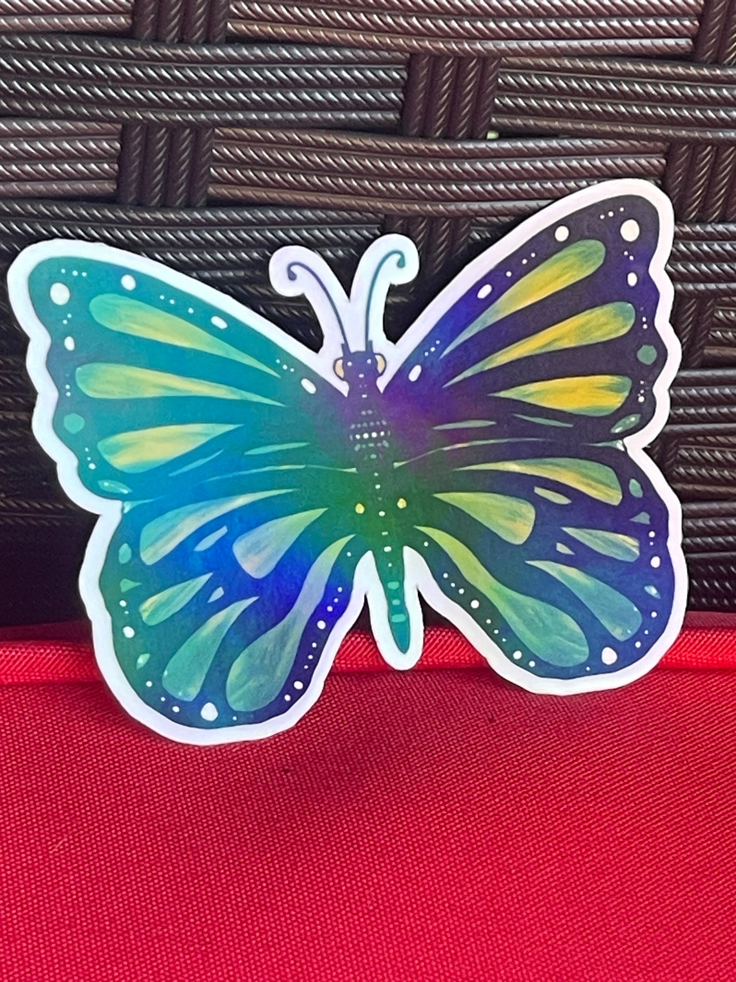 Green Yellow tints Butterfly Die Sticker - Butterfly Iridescent Sticker