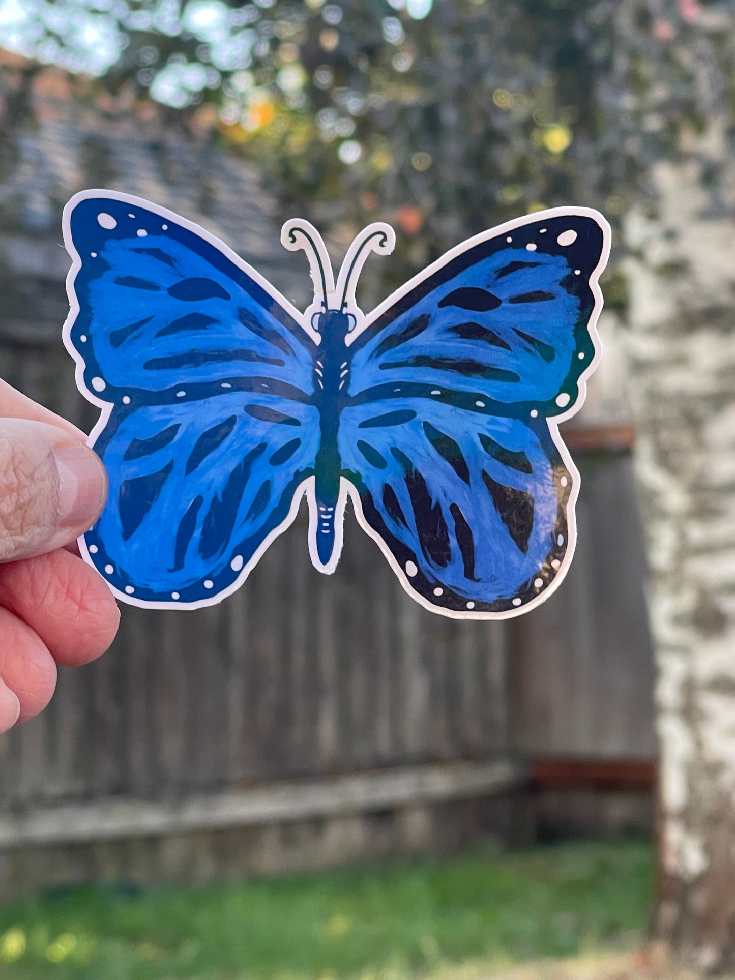 Blue Iridescent Butterfly Vinyl Sticker – Shimmering Nature-Inspired Design