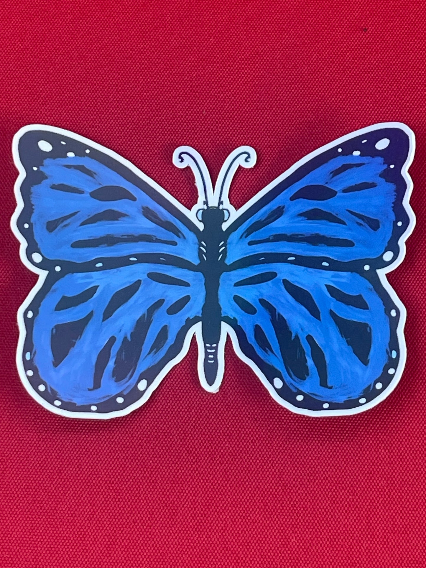 Blue Iridescent Butterfly Vinyl Sticker – Shimmering Nature-Inspired Design