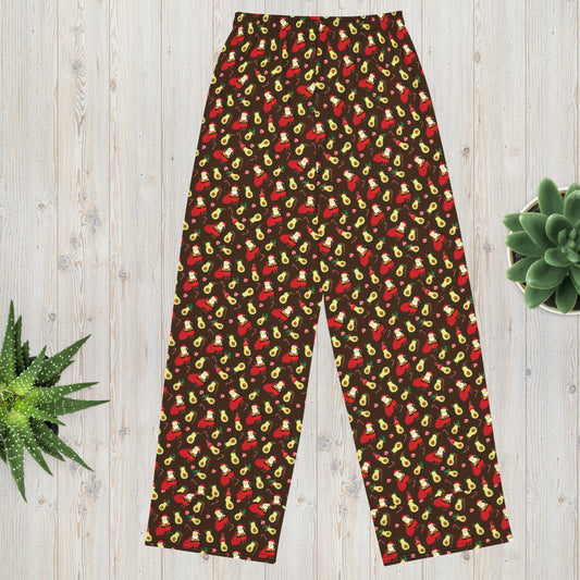Avocado Santa and Elves unisex wide - leg pants - Squirrellyartmama