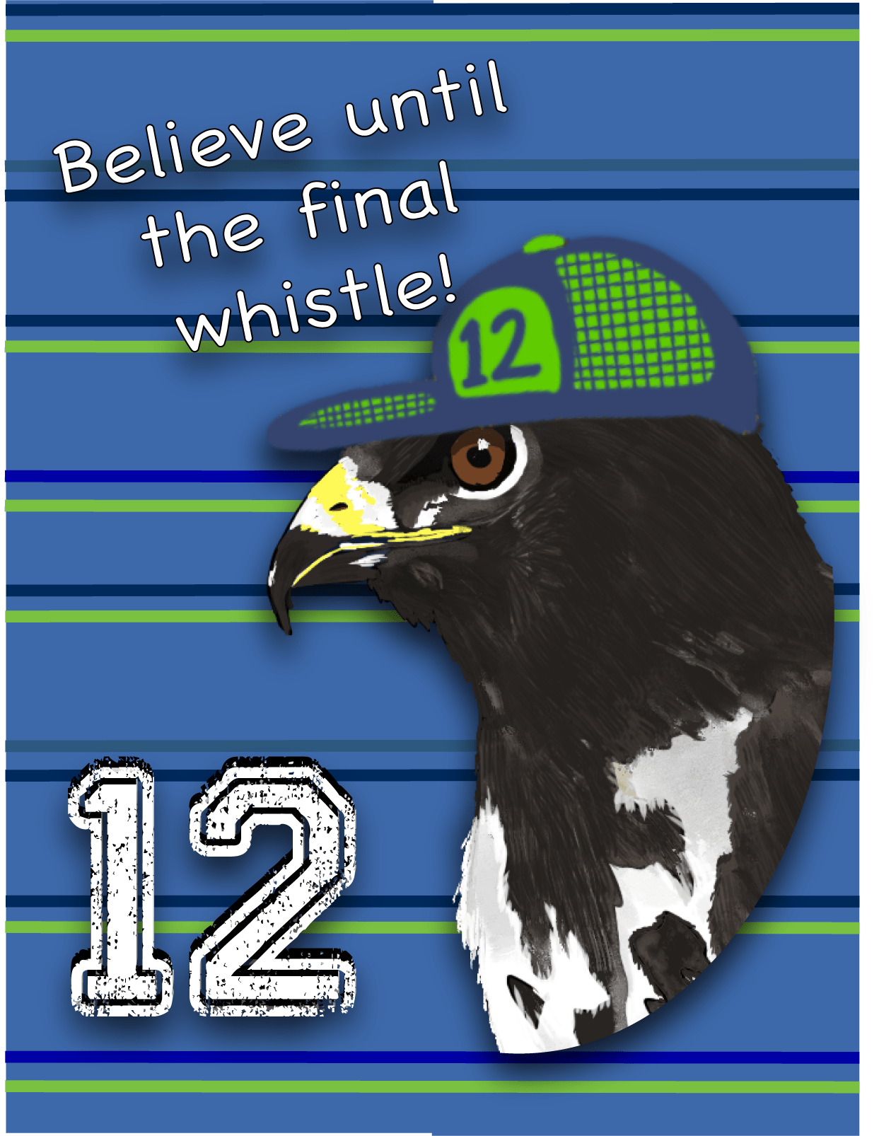 Believe Until the Final Whistle Hawk Greeting Card – 12 Hat Football Fan Note Card - Squirrellyartmama