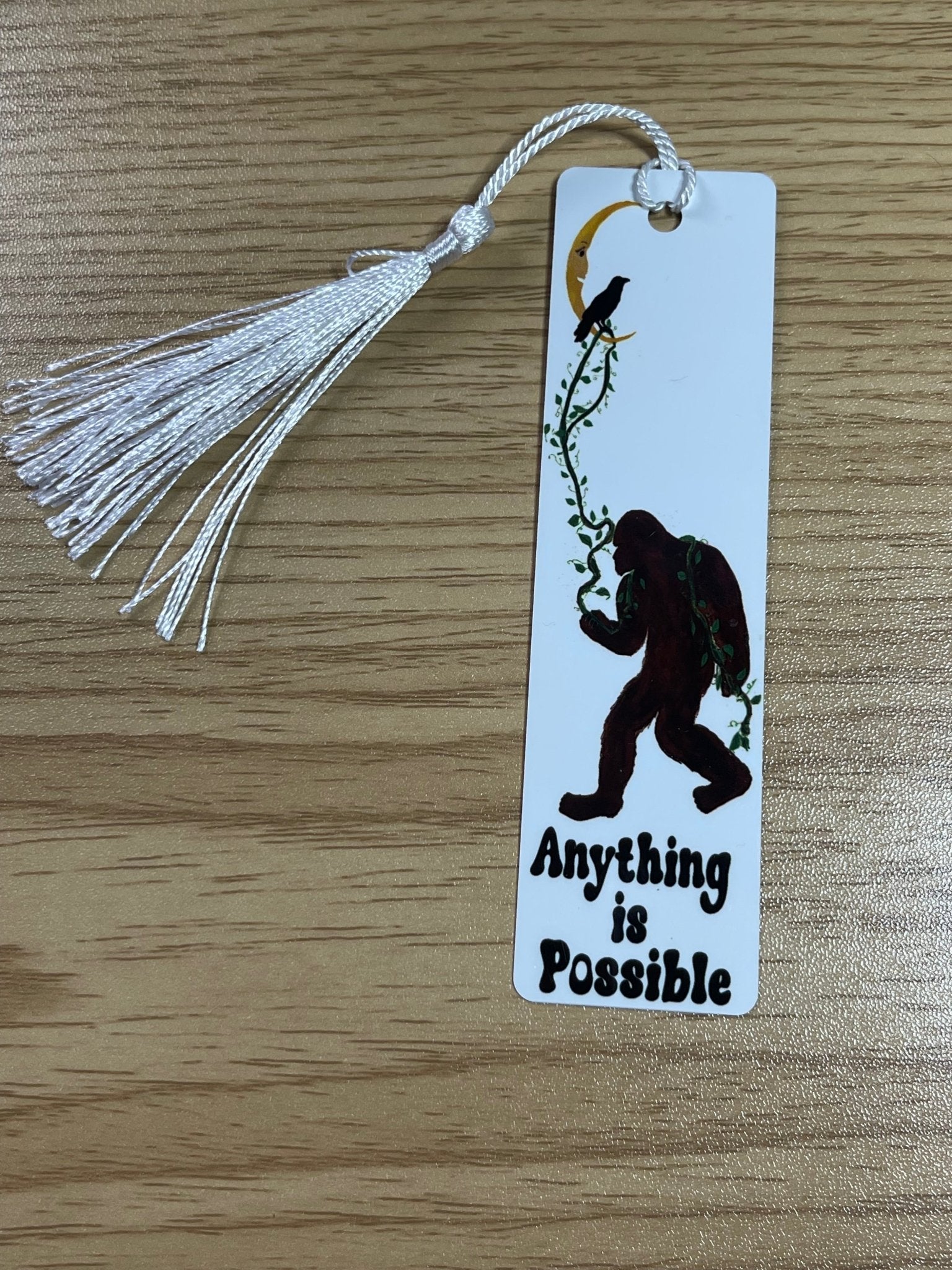 Big Foot and Crow Lassoed the Moon Aluminum Bookmark - Anything is Possible - Color Crumbs Club