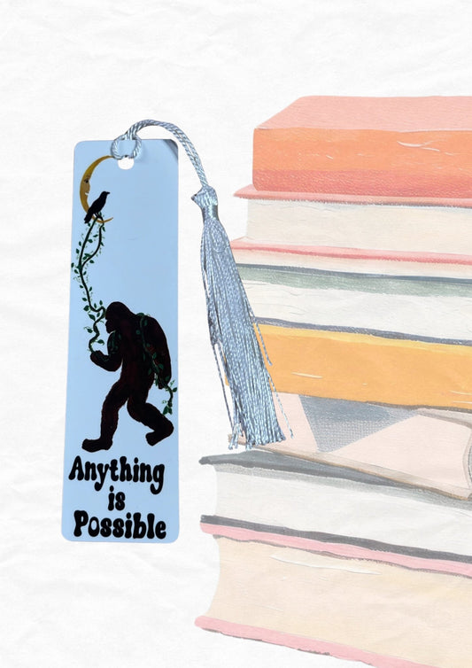 Big Foot and Crow Lassoed the Moon Aluminum Bookmark - Anything is Possible - Color Crumbs Club