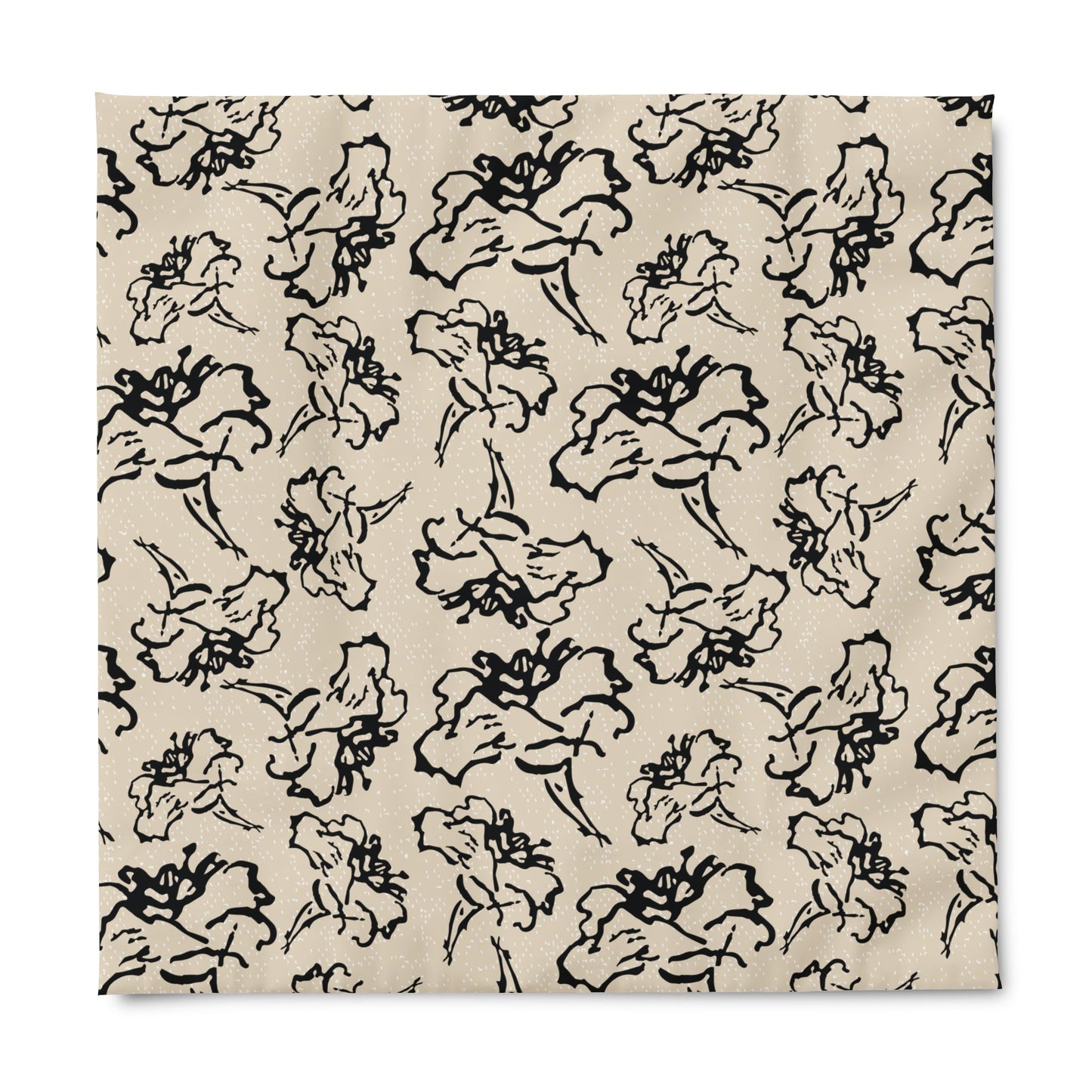 Black Flower Cream Duvet Cover - Squirrellyartmama