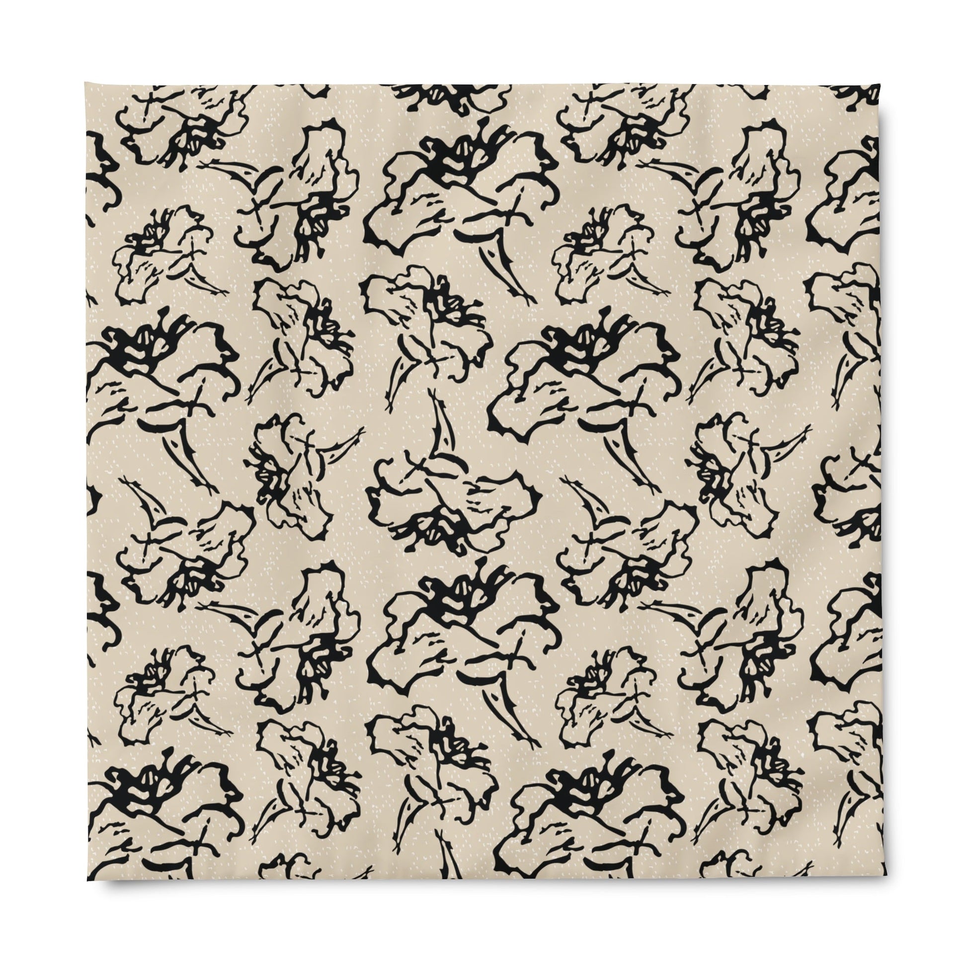 Black Flower Cream Duvet Cover - Squirrellyartmama