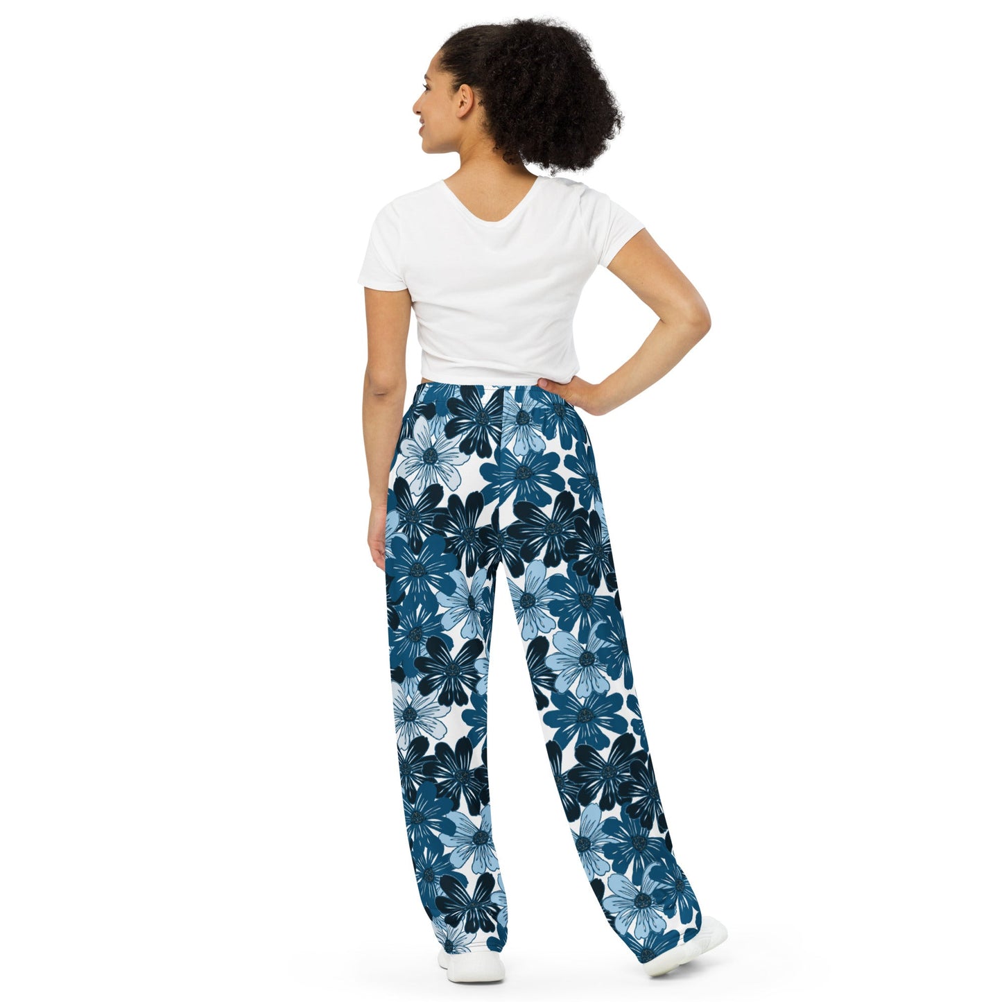 Blue Mystic Blooms unisex wide - leg pants - Squirrellyartmama