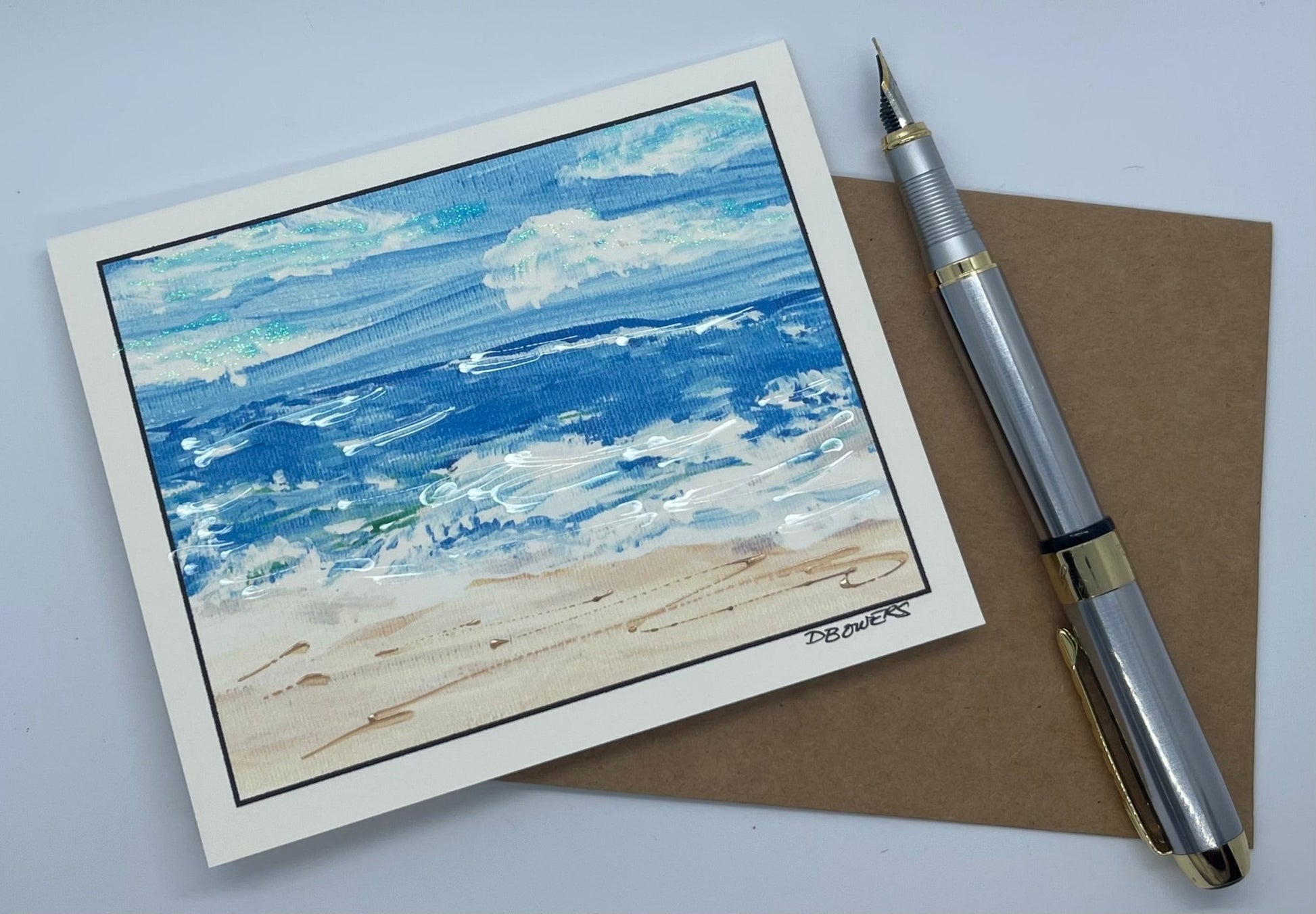 Coastal Moods Greeting Card - blank note card - Squirrellyartmama