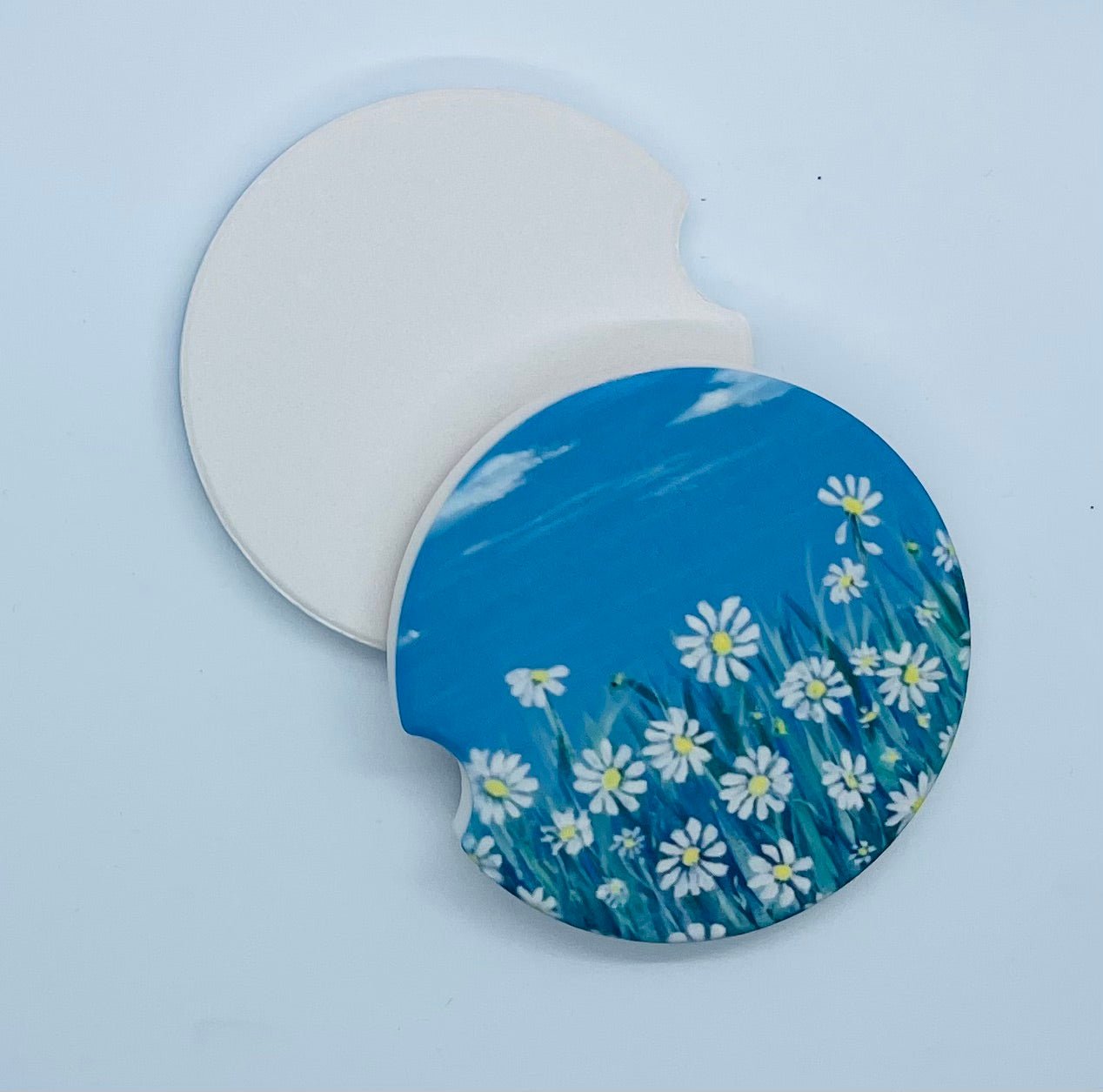 Coaster Sandstone Car Coaster Set - Daisies - Squirrellyartmama