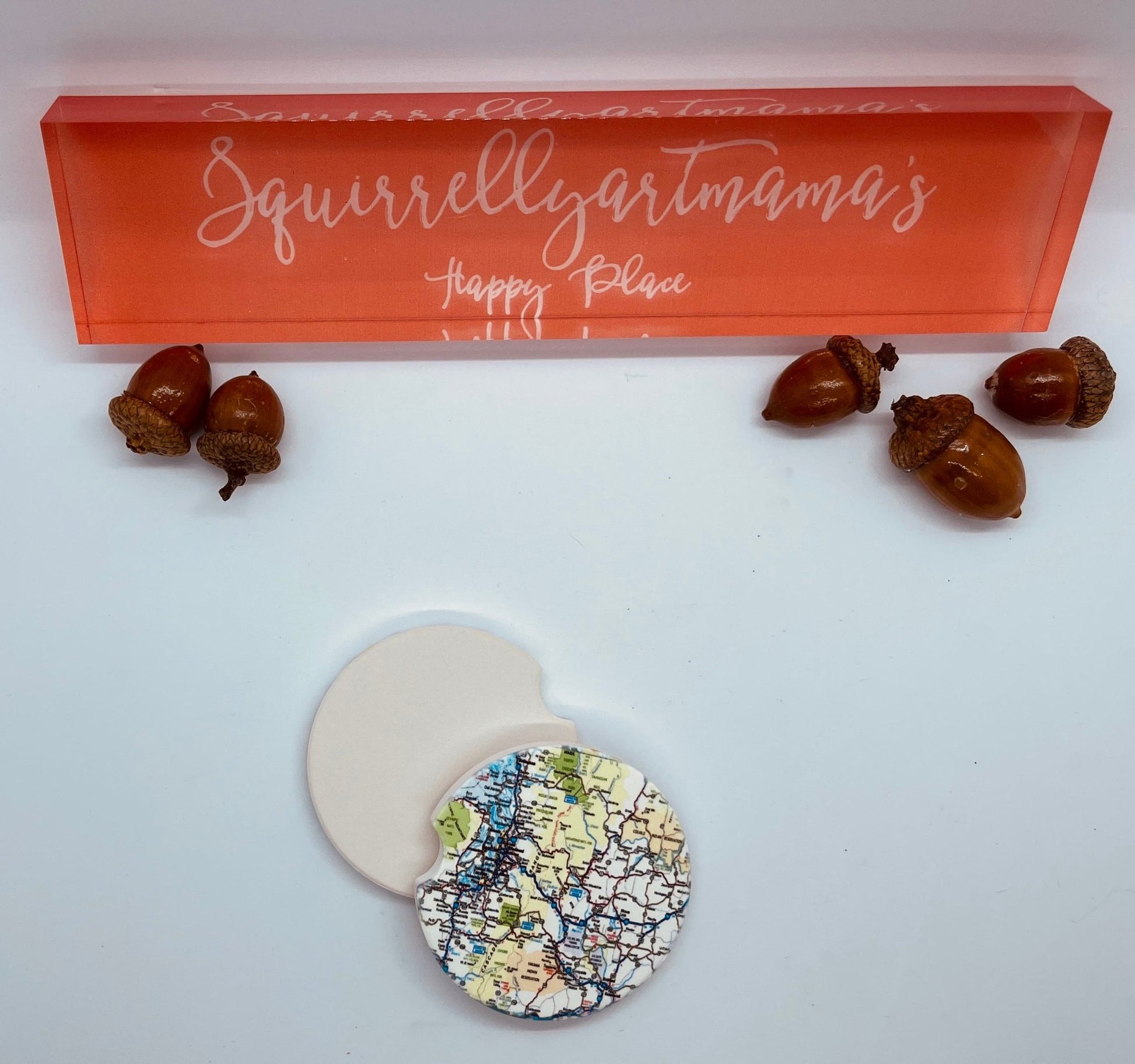 Coaster Sandstone Car Coaster Set - Location Map Tacoma - Squirrellyartmama
