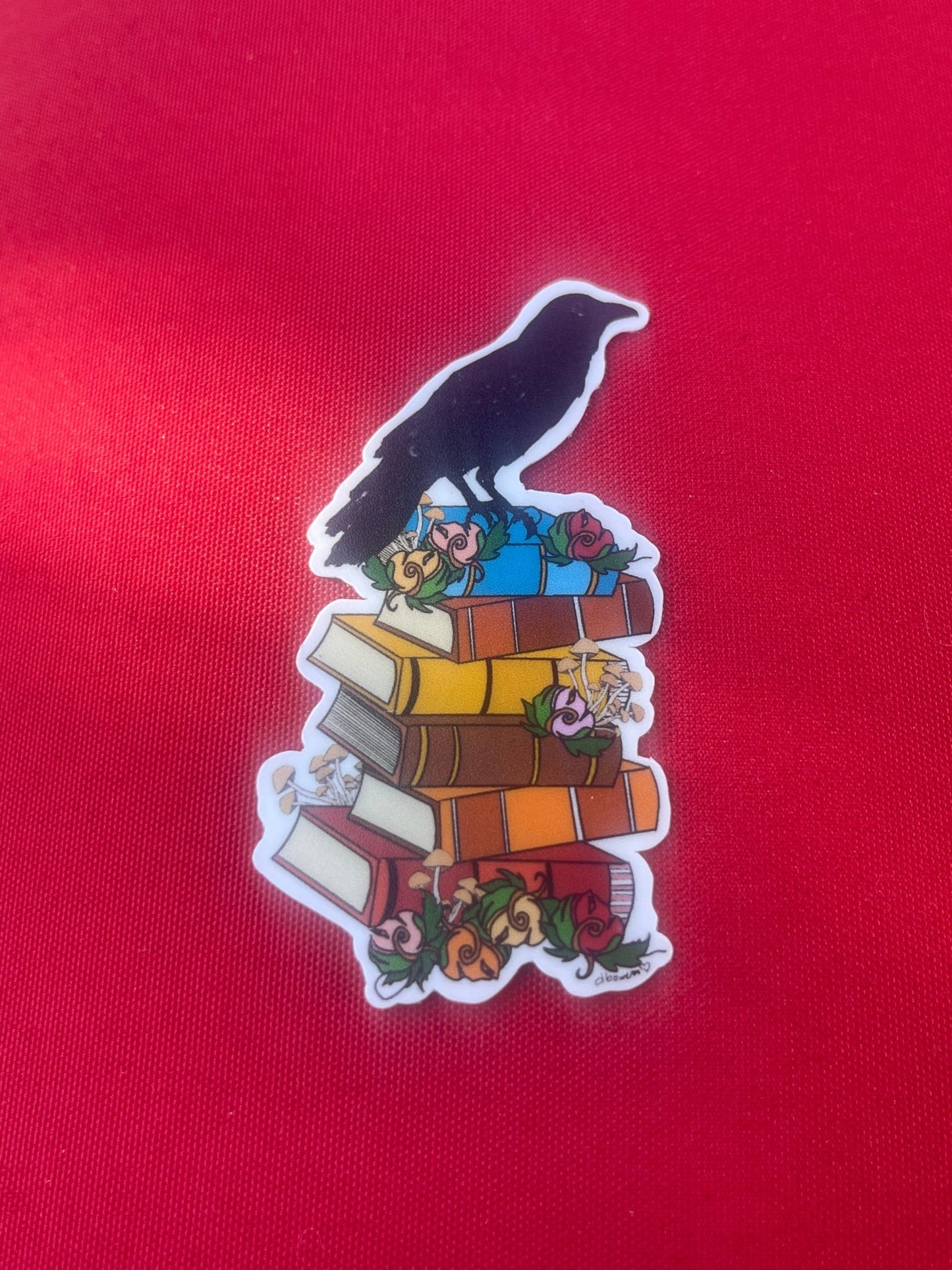 Crow on Stack of Books Sticker – Whimsical Literary Design - Color Crumbs Club