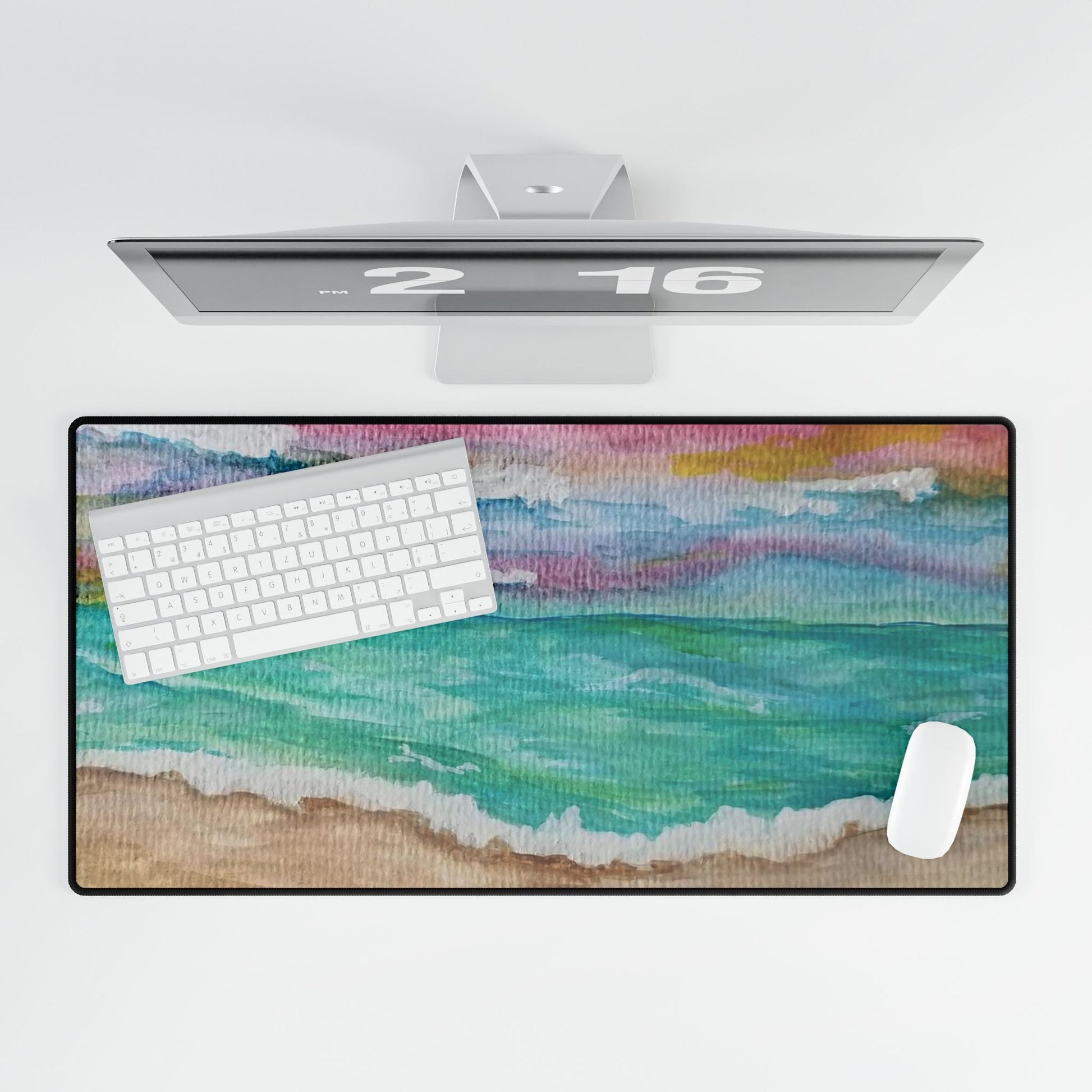 Desk Mat - At the Beach Desk Mat Mousepad - Squirrellyartmama