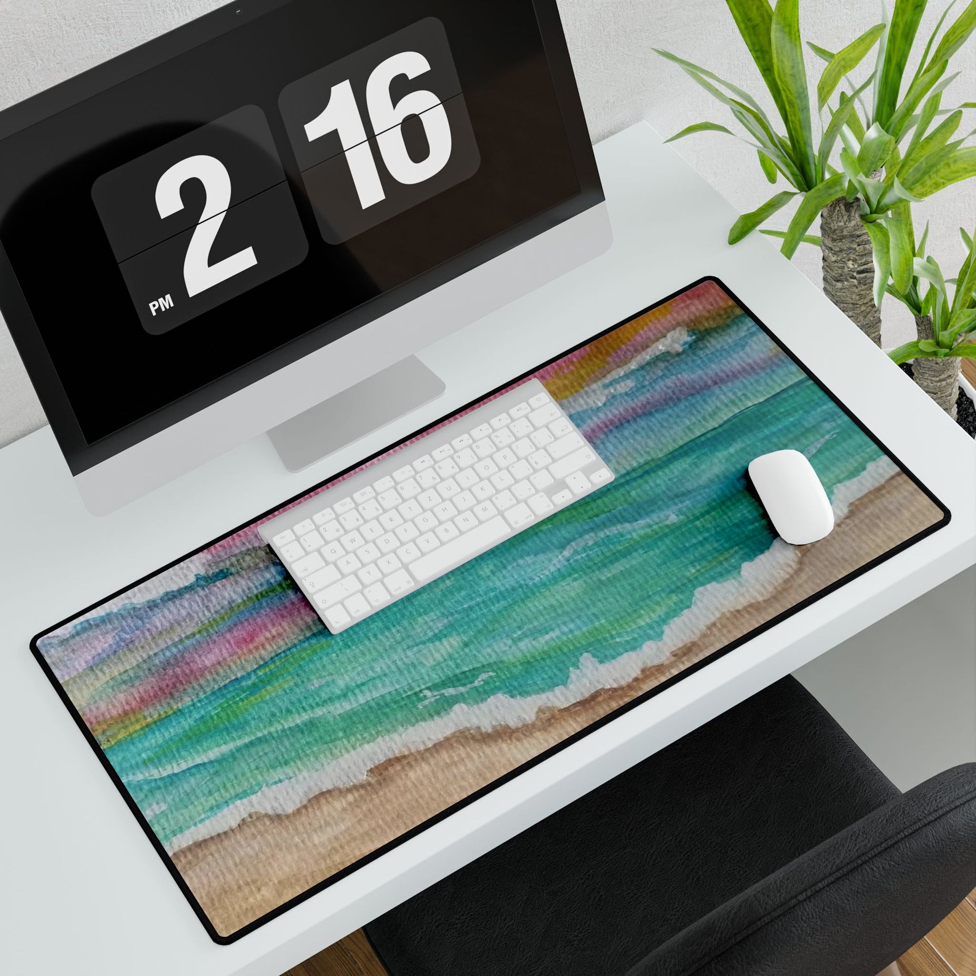 Desk Mat - At the Beach Desk Mat Mousepad - Squirrellyartmama