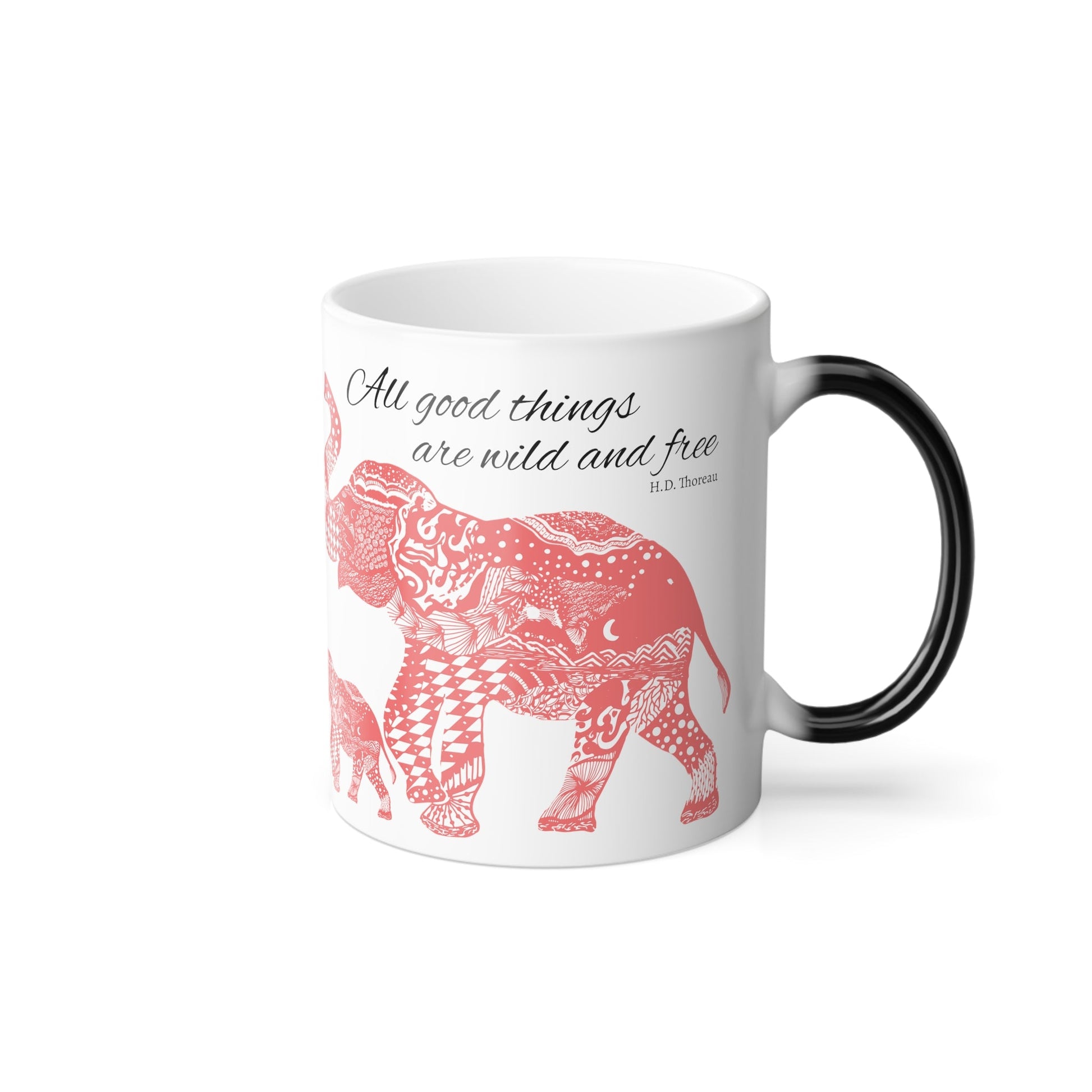 Elephant Peach Color Morphing Mug, 11oz - Squirrellyartmama