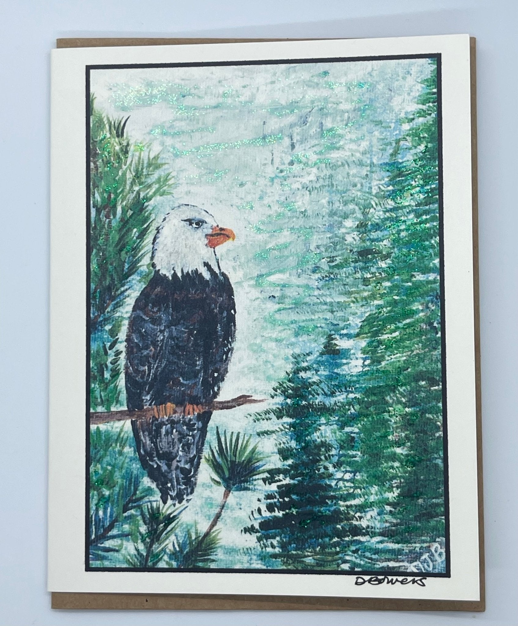 Evergreen Watcher Greeting Card - blank note card - Squirrellyartmama