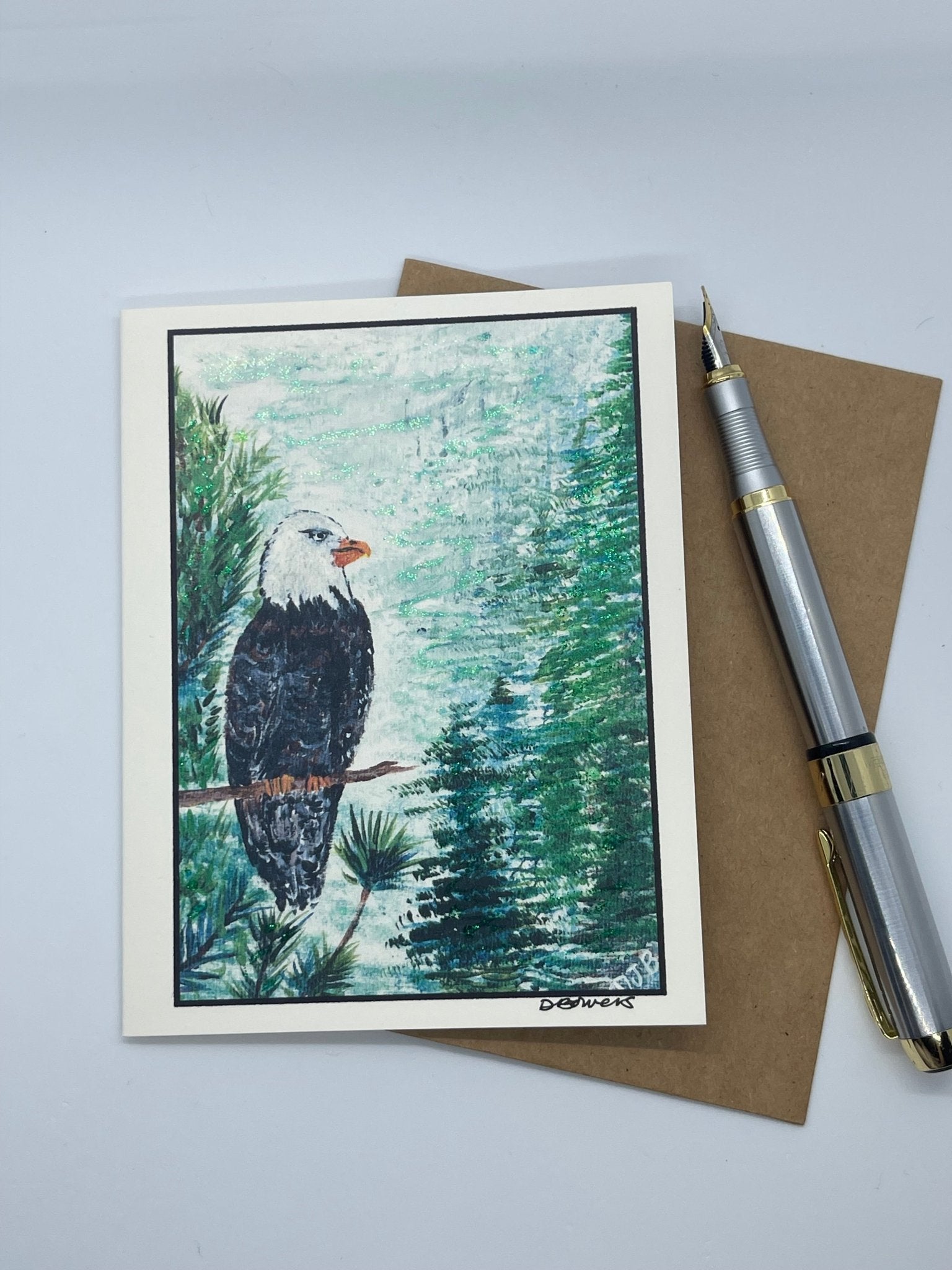 Evergreen Watcher Greeting Card - blank note card - Squirrellyartmama