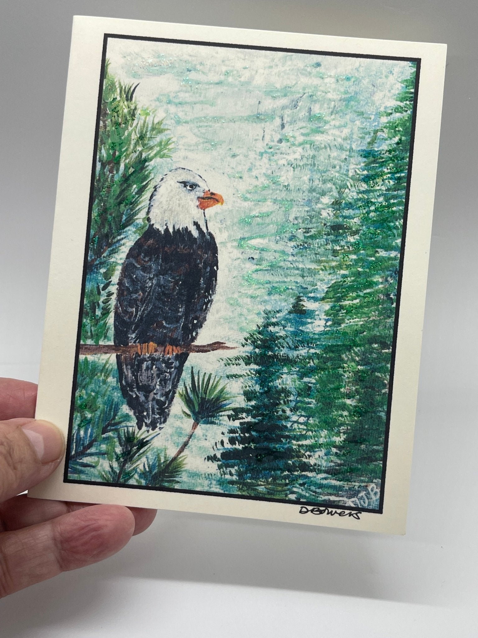 Evergreen Watcher Greeting Card - blank note card - Squirrellyartmama