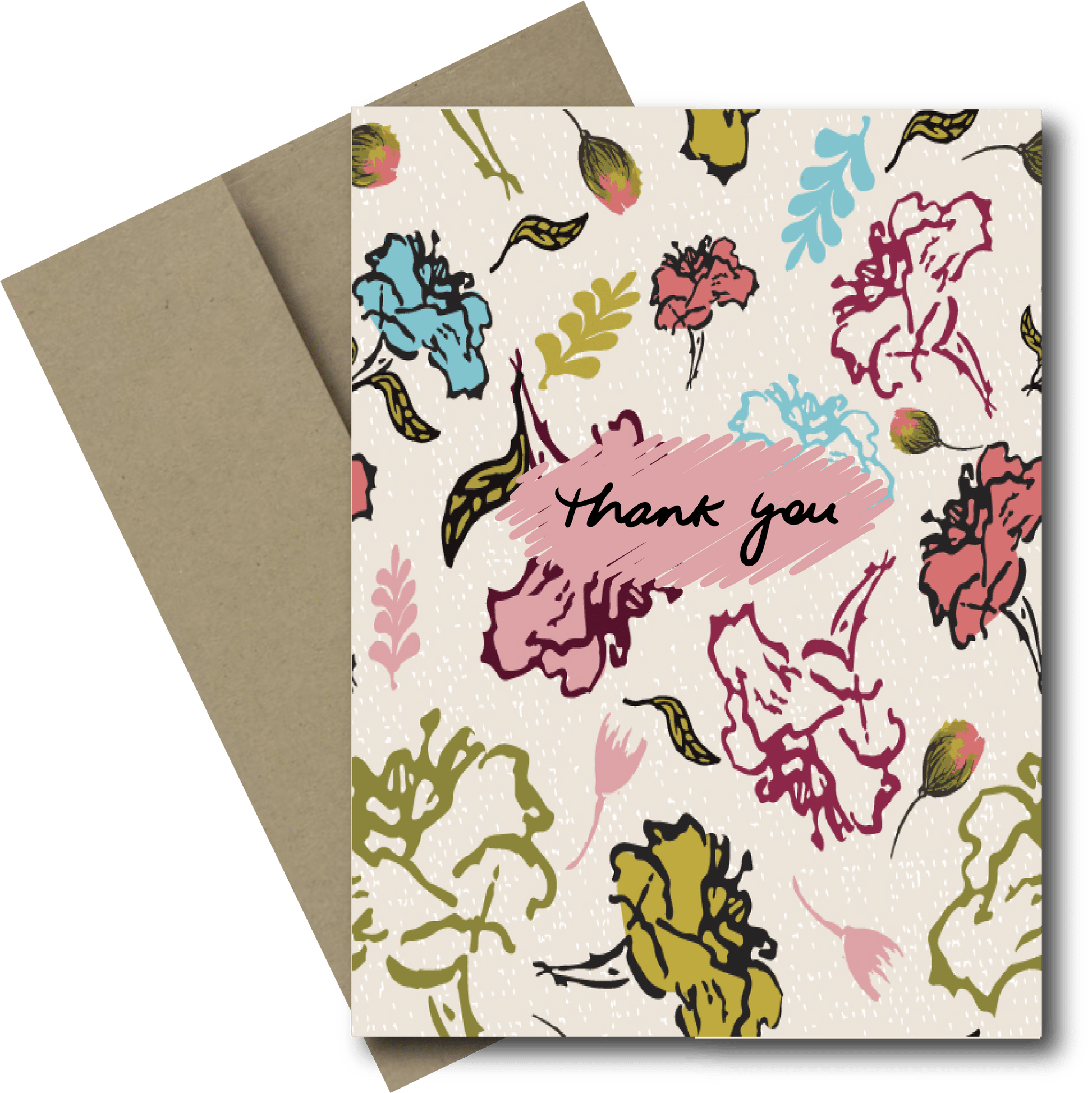Fleeting Floral Thank You Card – Modern Flower Note Card – Blank Inside Greeting Card – Bold Botanical Stationery - Squirrellyartmama