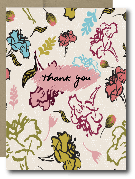 Fleeting Floral Thank You Card – Modern Flower Note Card – Blank Inside Greeting Card – Bold Botanical Stationery - Squirrellyartmama