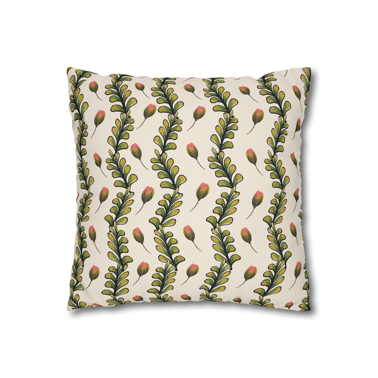 Fleeting Rose and Leaves Square Poly Canvas Pillowcase - Squirrellyartmama