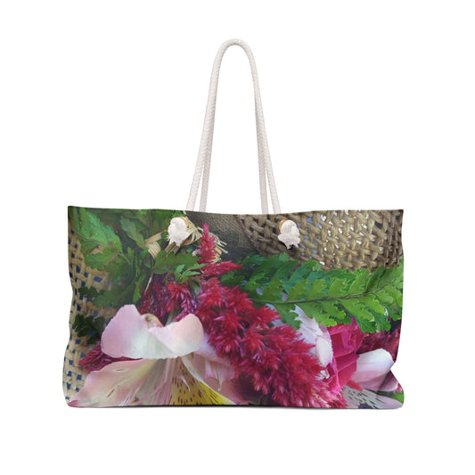 Floral Wicker Weekender Bag - Squirrellyartmama