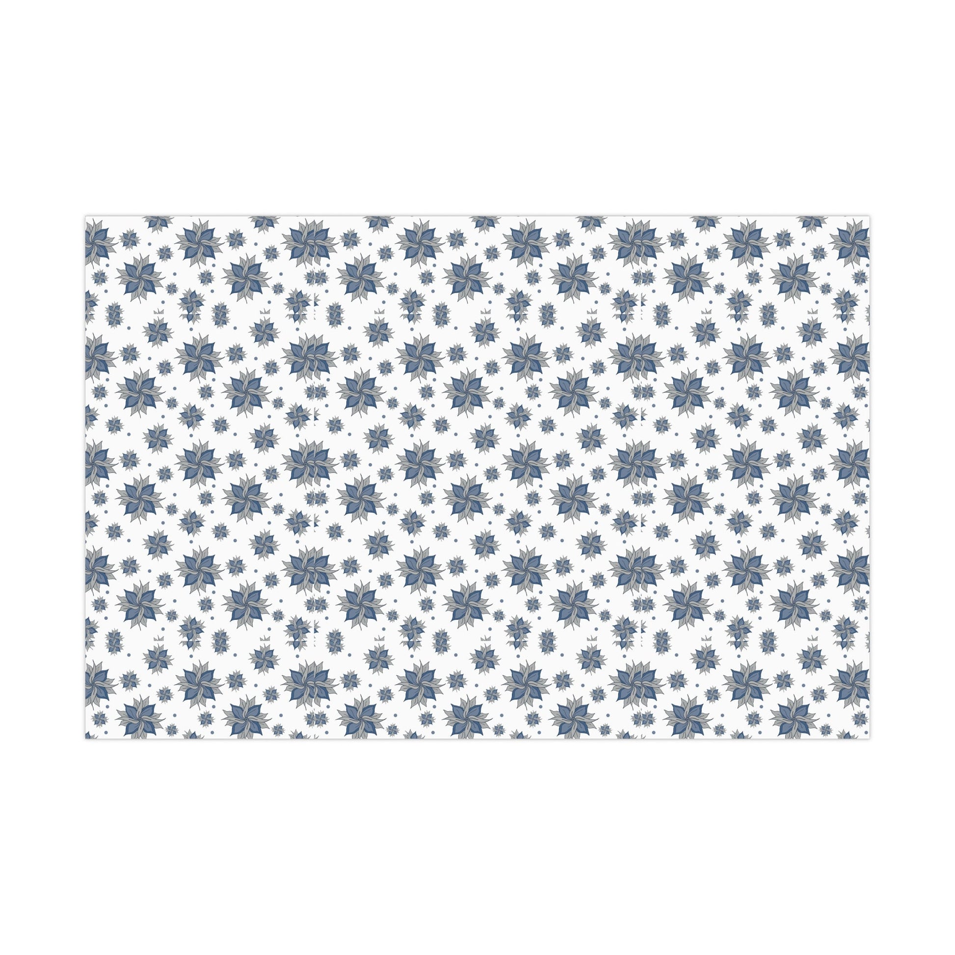 Gift Wrap Papers - Blue and Gray Flowers Design - Squirrellyartmama