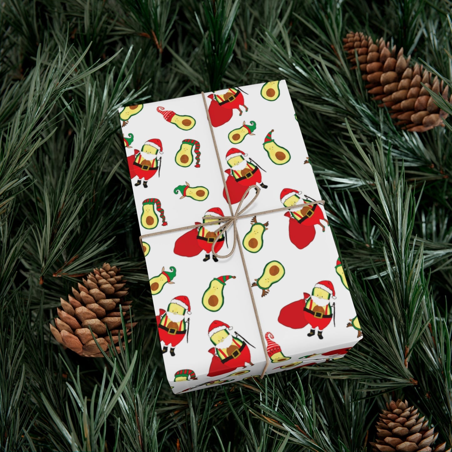 Gift Wrap Papers - Christmas Santa Avocado with Avocado Elves Wrapping Paper - Squirrellyartmama