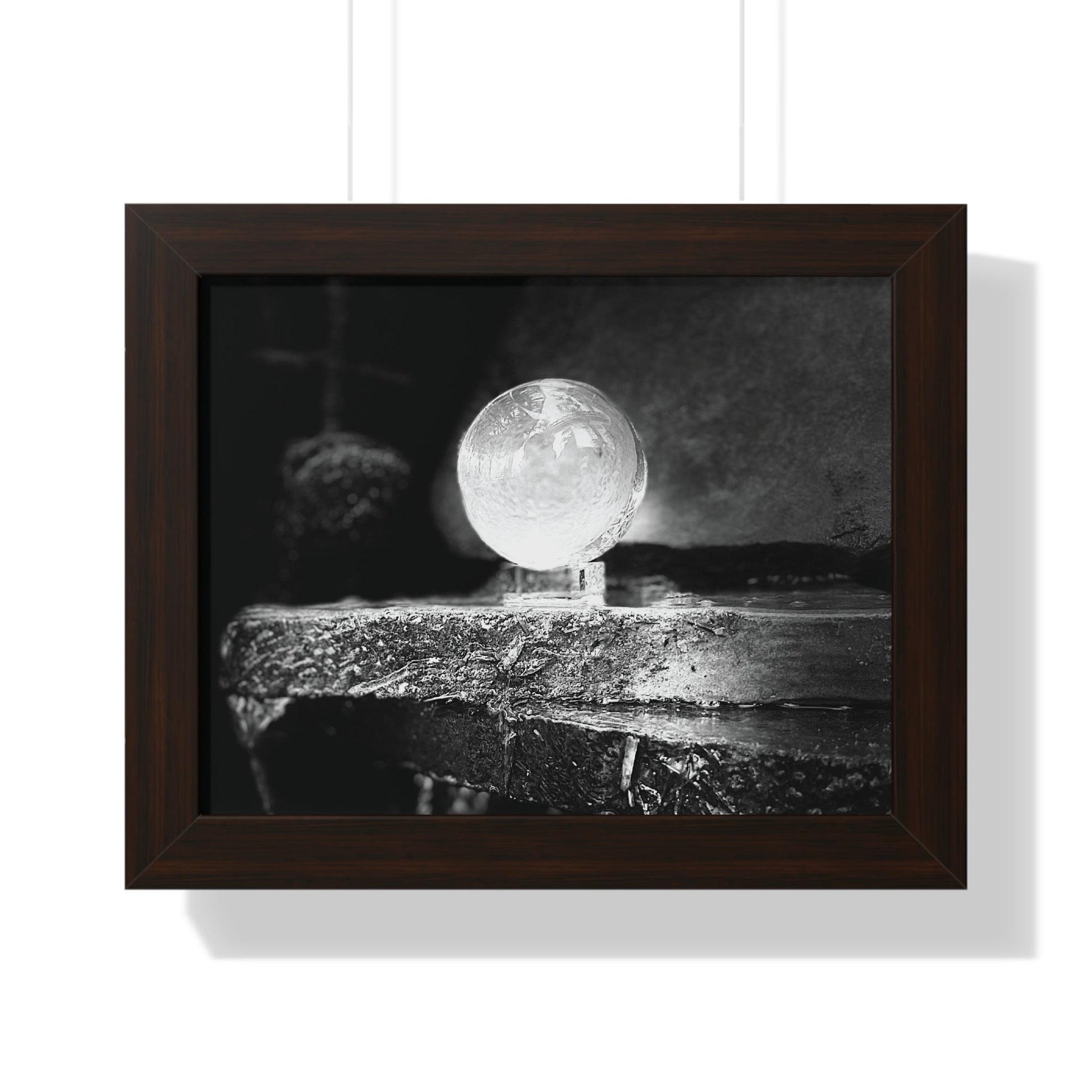 Glass Sphere Black and White Print Framed Horizontal Poster - Squirrellyartmama
