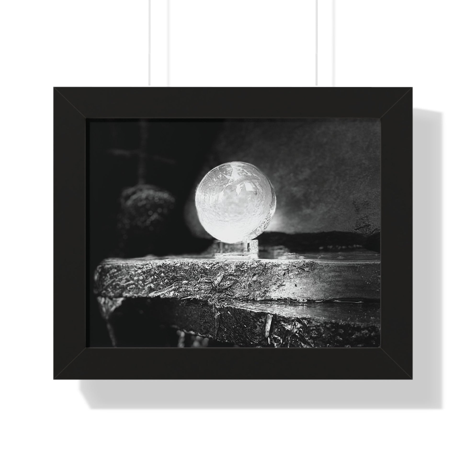 Glass Sphere Black and White Print Framed Horizontal Poster - Squirrellyartmama