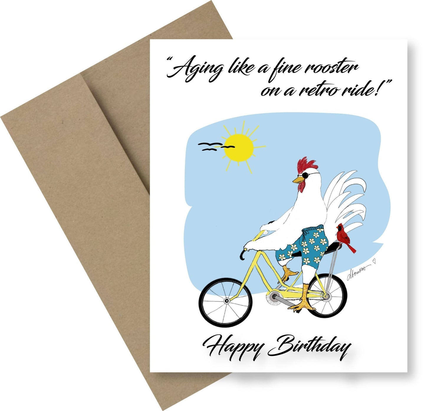 Great Birthday Ride Greeting Card - Blank Note Card - Squirrellyartmama