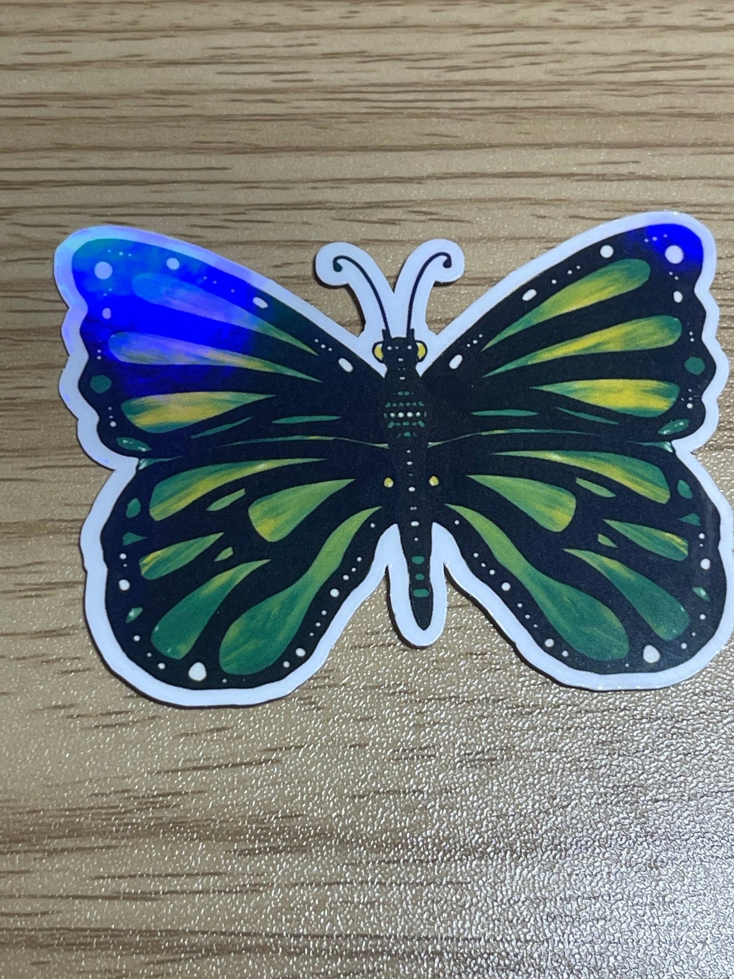 Green Holographic Butterfly Sticker – Iridescent Vinyl Decal - Color Crumbs Club