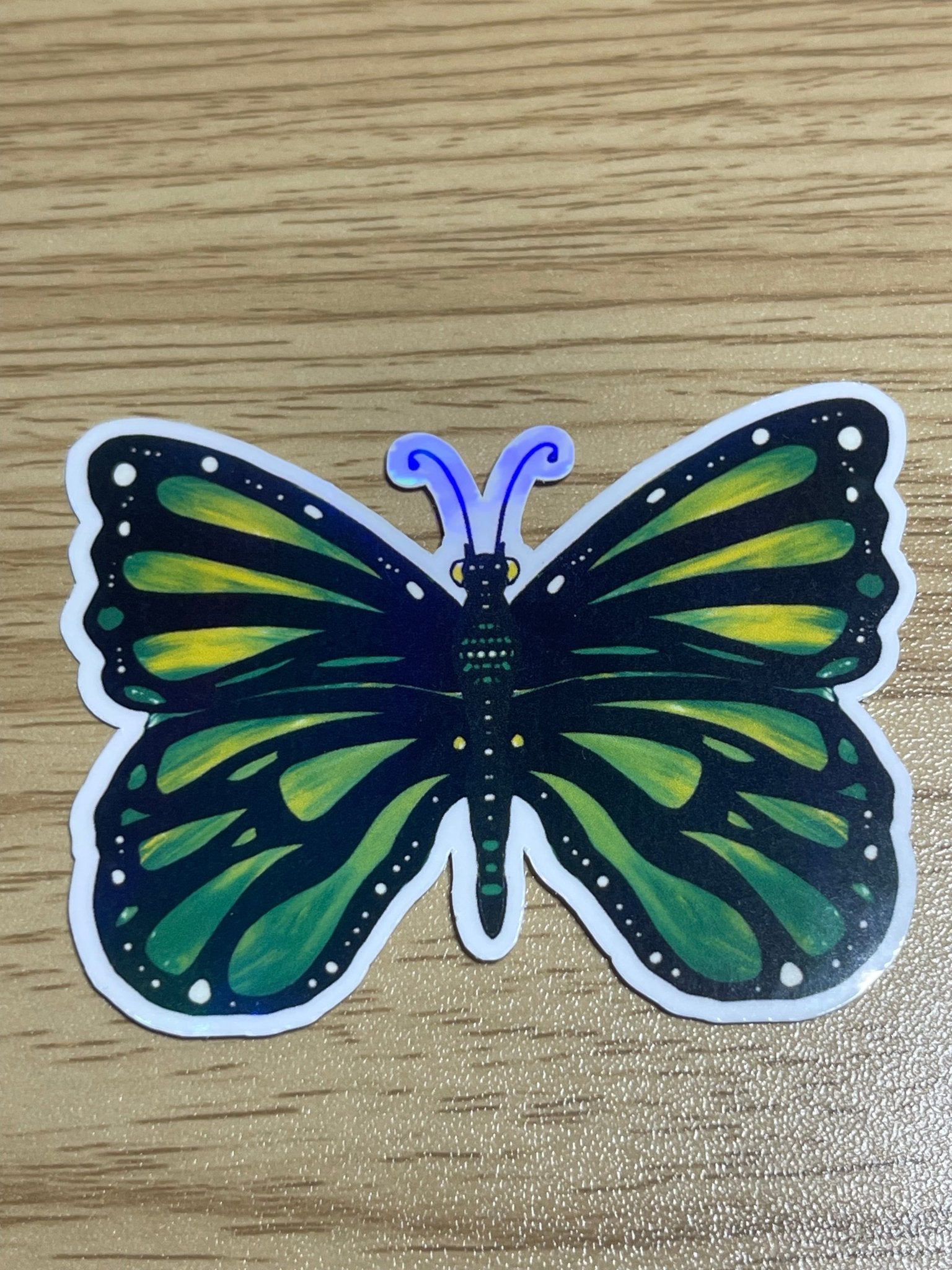Green Holographic Butterfly Sticker – Iridescent Vinyl Decal - Color Crumbs Club