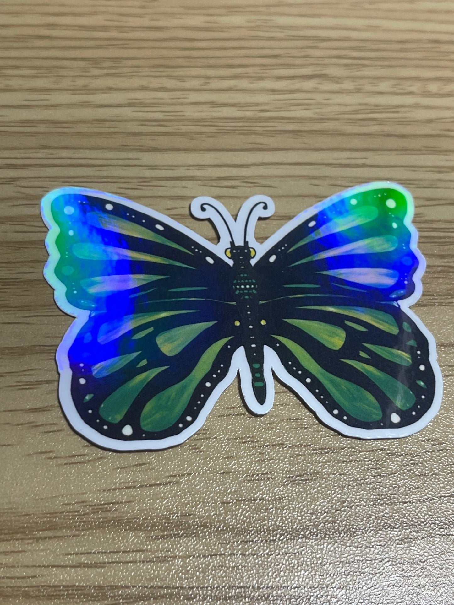 Green Holographic Butterfly Sticker – Iridescent Vinyl Decal - Color Crumbs Club