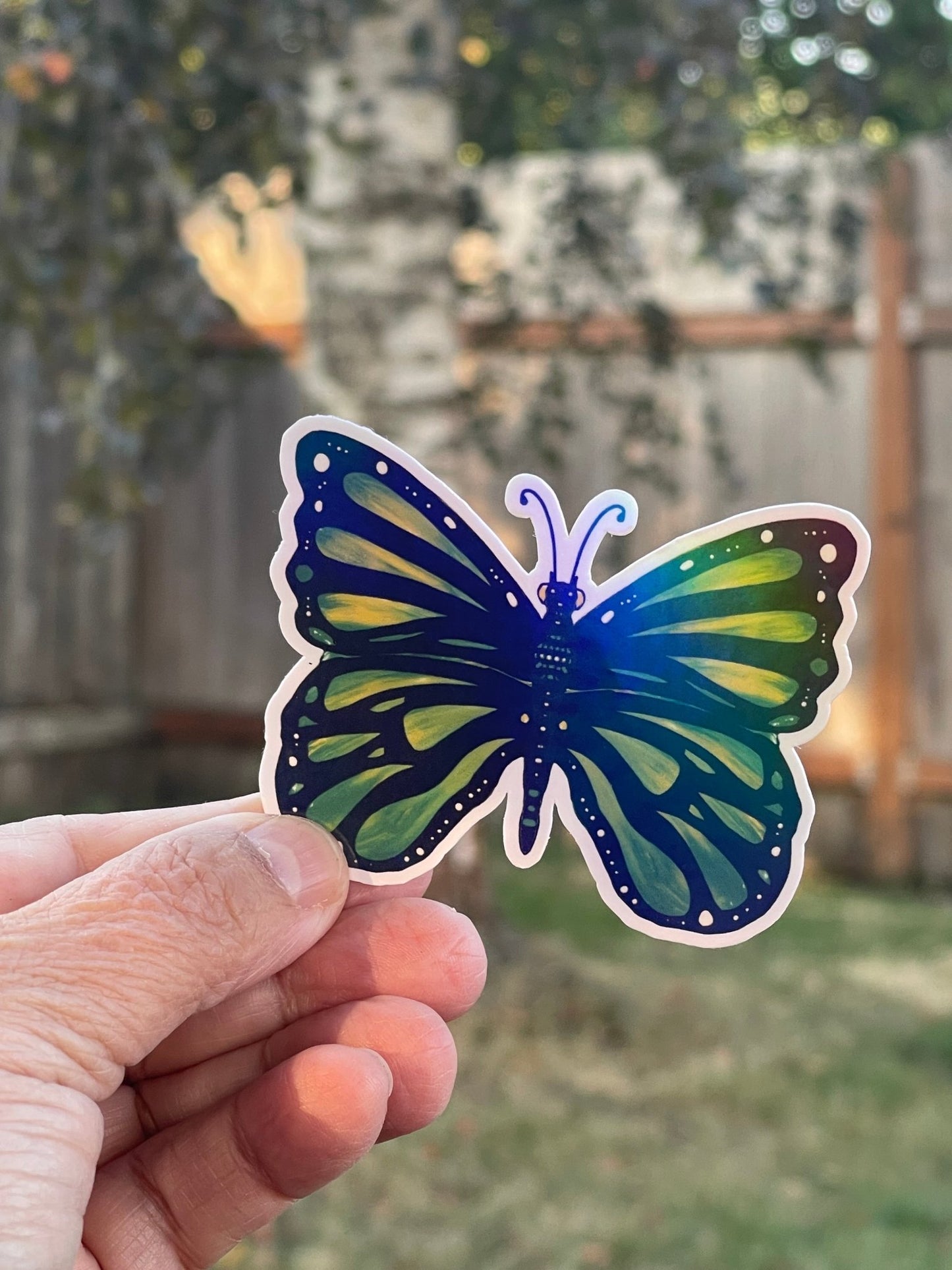 Green Yellow tints Butterfly Die Sticker - Butterfly Iridescent Sticker - Color Crumbs Club