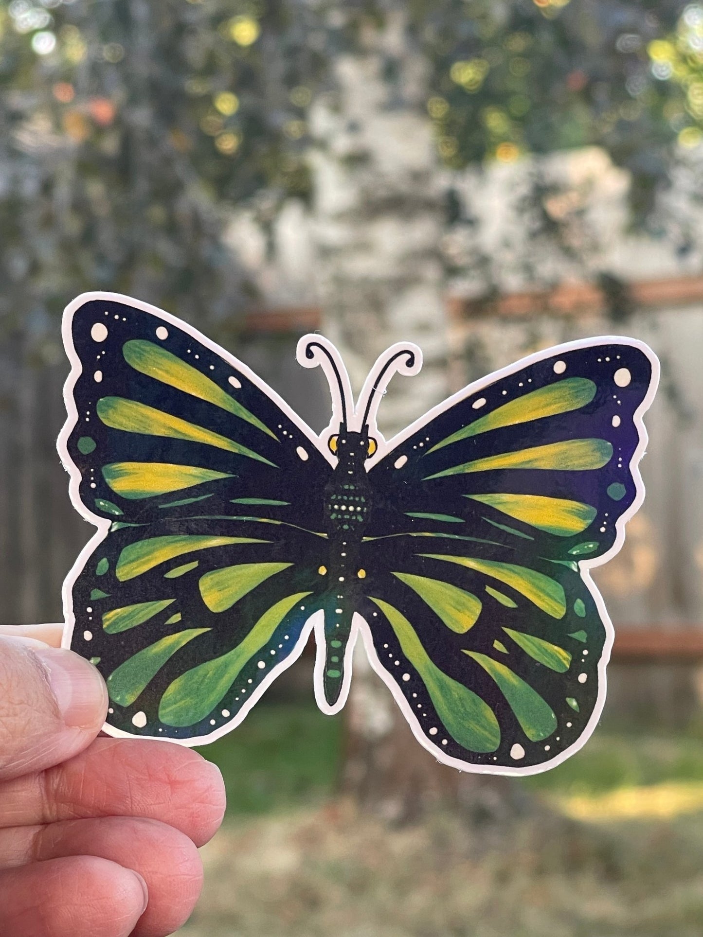 Green Yellow tints Butterfly Die Sticker - Butterfly Iridescent Sticker - Color Crumbs Club