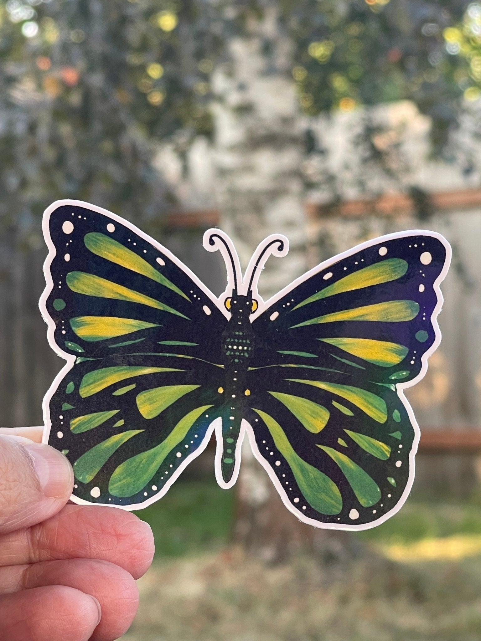Green Yellow tints Butterfly Die Sticker - Butterfly Iridescent Sticker - Color Crumbs Club