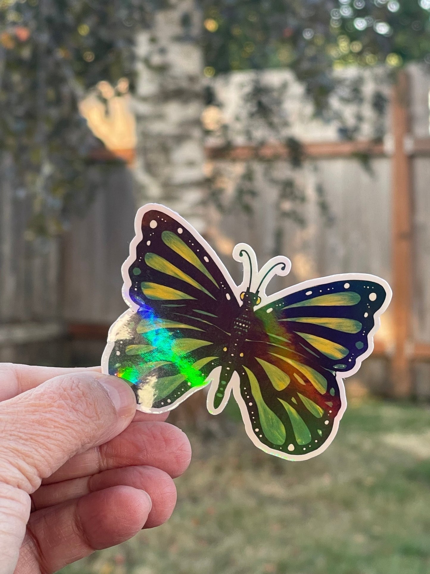 Green Yellow tints Butterfly Die Sticker - Butterfly Iridescent Sticker - Color Crumbs Club