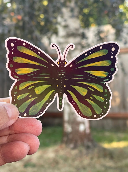 Green Yellow tints Butterfly Die Sticker - Butterfly Iridescent Sticker - Color Crumbs Club